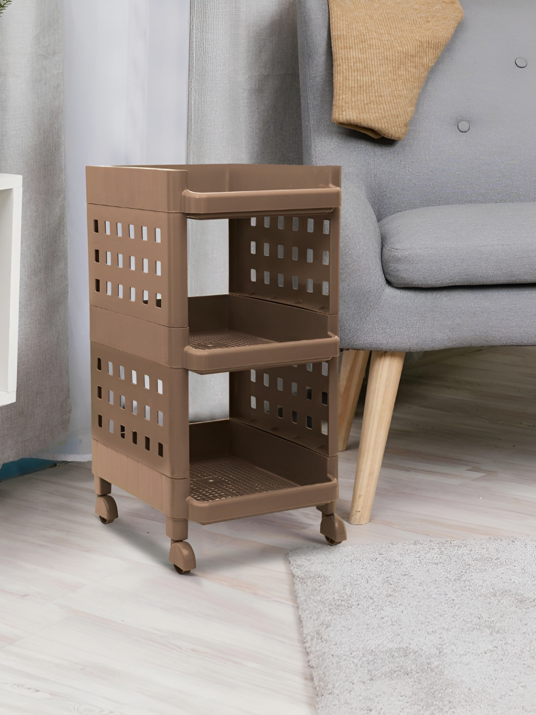 SELVEL Brown 3 Shelfs Self Design Super Strong Multi-Utility Organisers