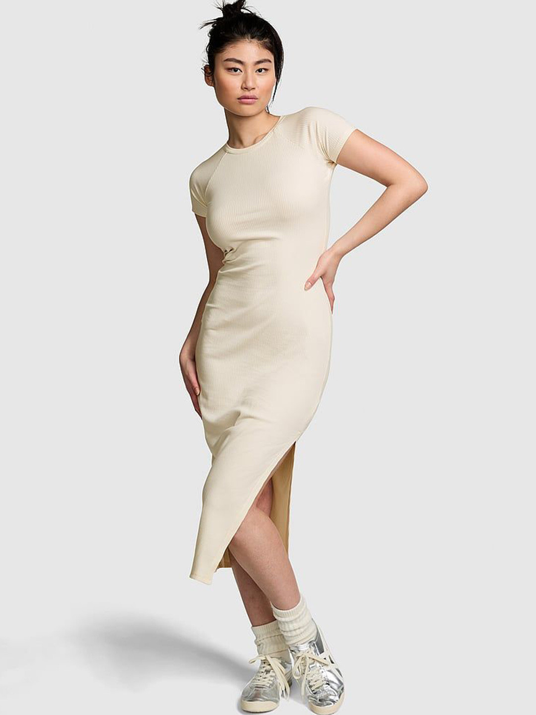 Victoria's Secret PINK Contour Ribbed Midi Dress