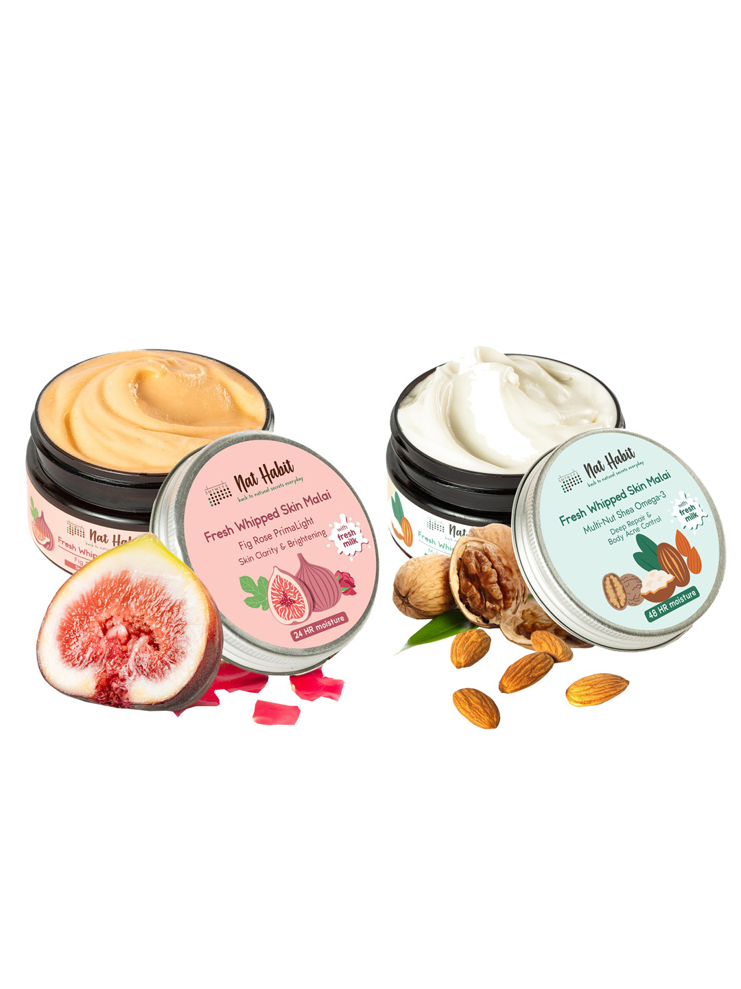 Nat Habit Set of 2 Fresh Whipped Skin Malai Body Butter - 120 ml each