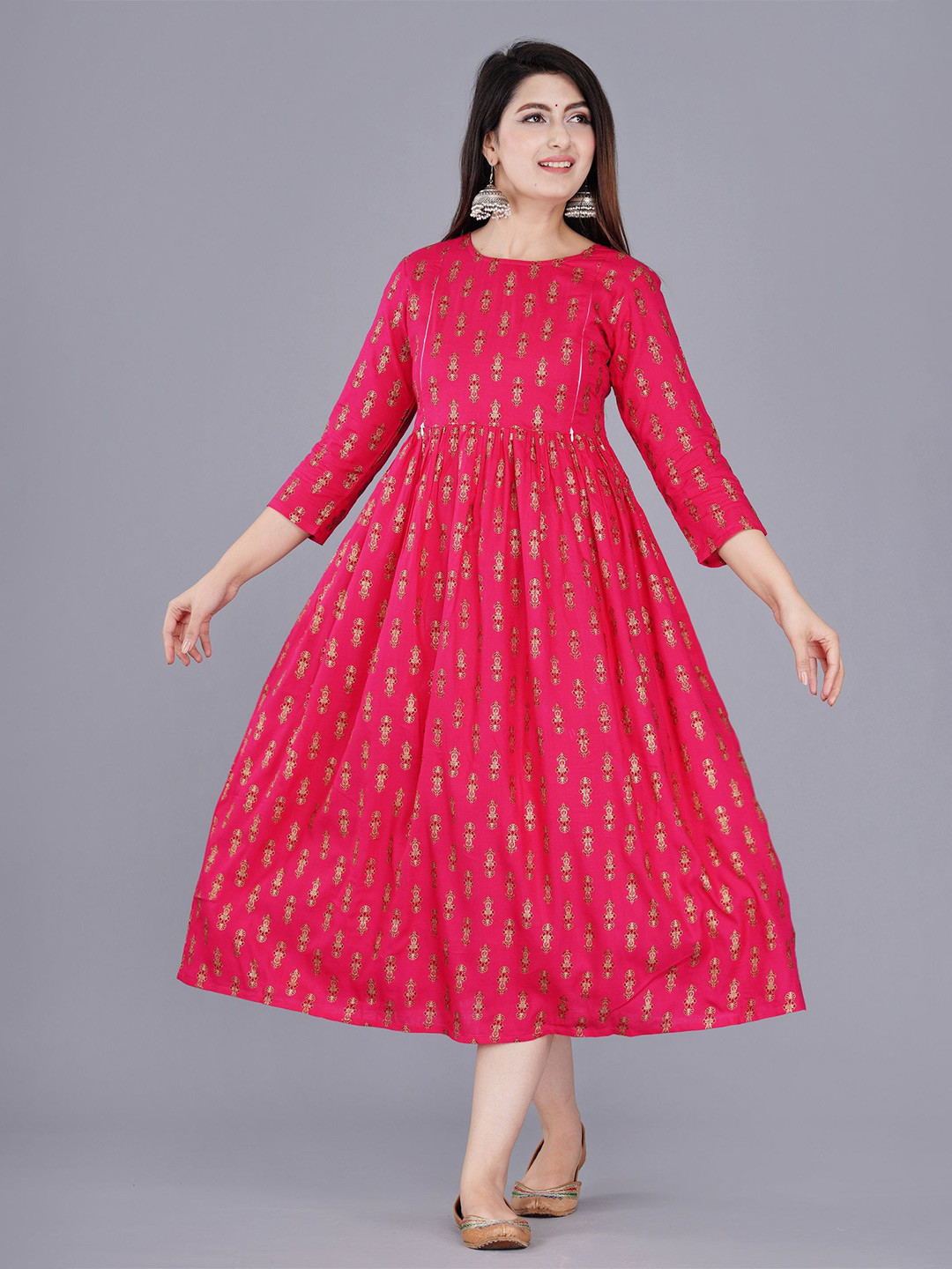 Cloth Bites Women Floral Print Maternity Midi Dress