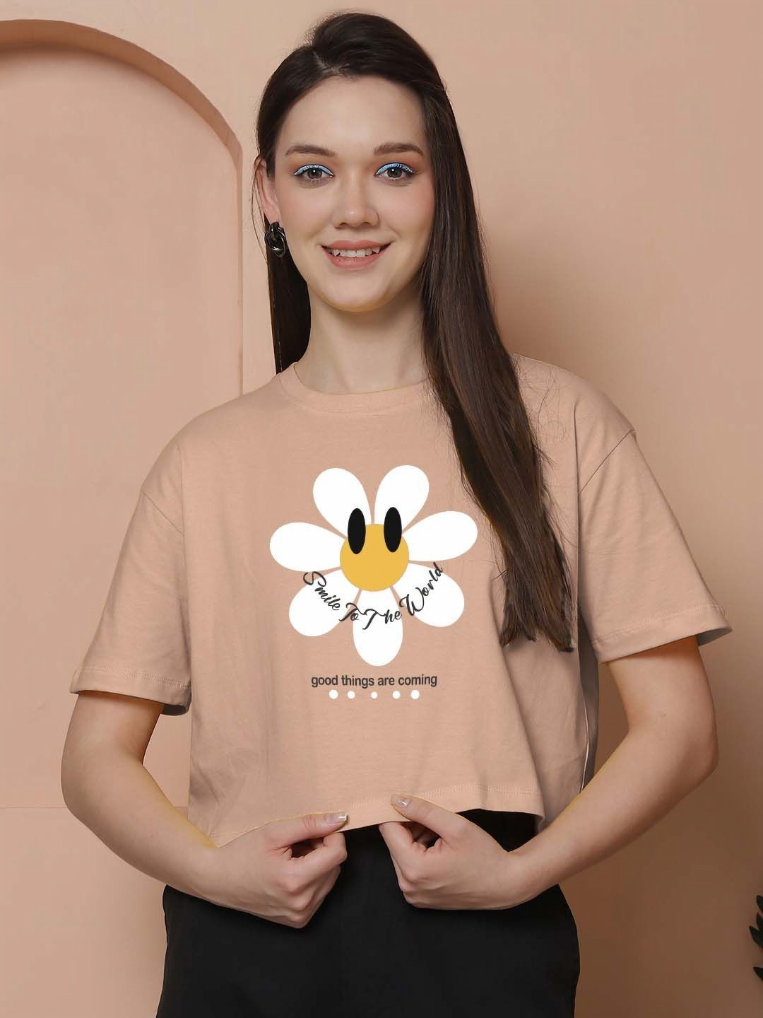 Friskers Women Graphic Printed Round Neck Cotton Oversized T-shirt