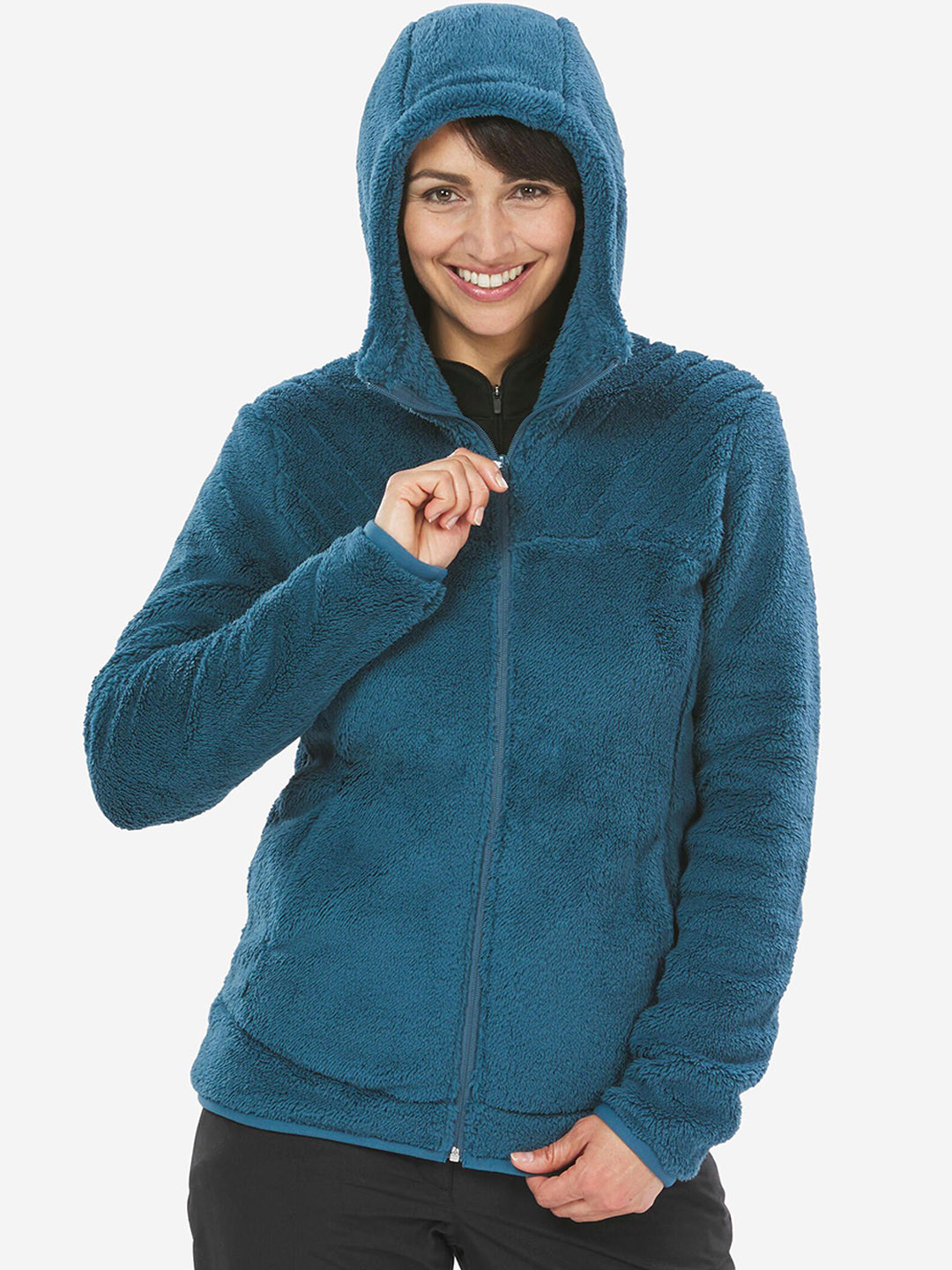 Decathlon QUECHUA - Women Dark Green Untrawarm Fleece Jacket With Hoodie