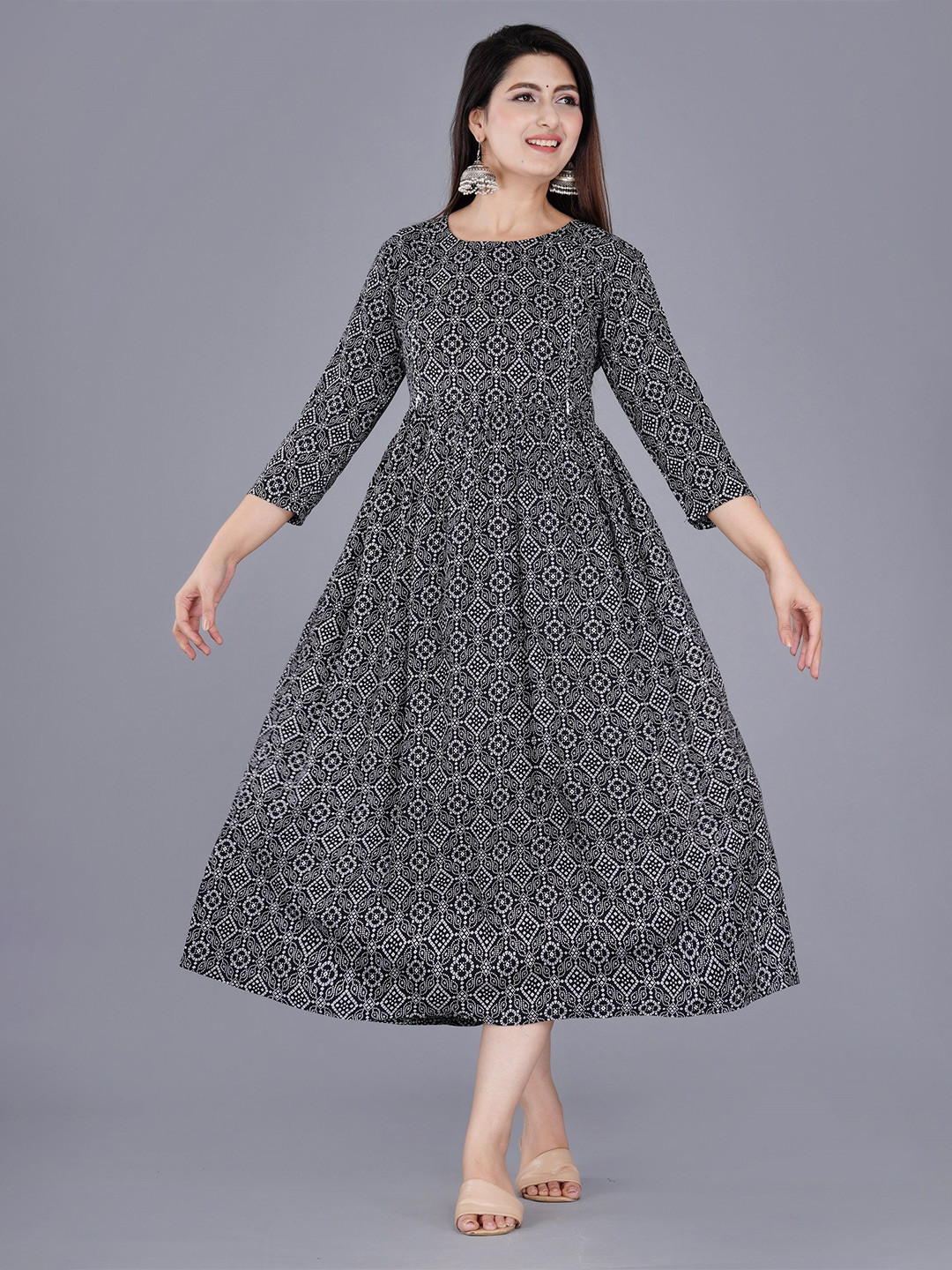 Cloth Bites Women Floral A-Line Midi Dress