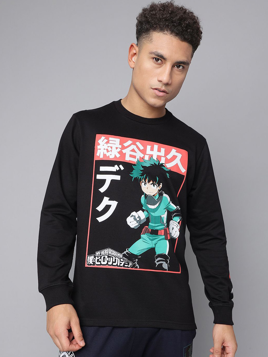 Free Authority Men Deku Graphic Anime Printed Round Neck Cotton T-shirt