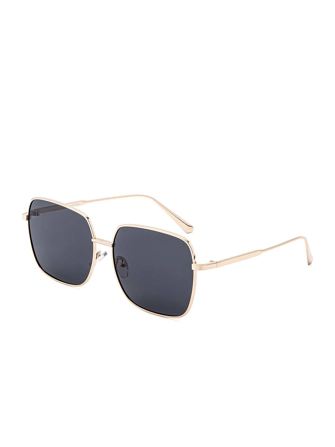 Intellilens Unisex Black Lens & Gold-Toned Square Sunglasses with Polarised Lens