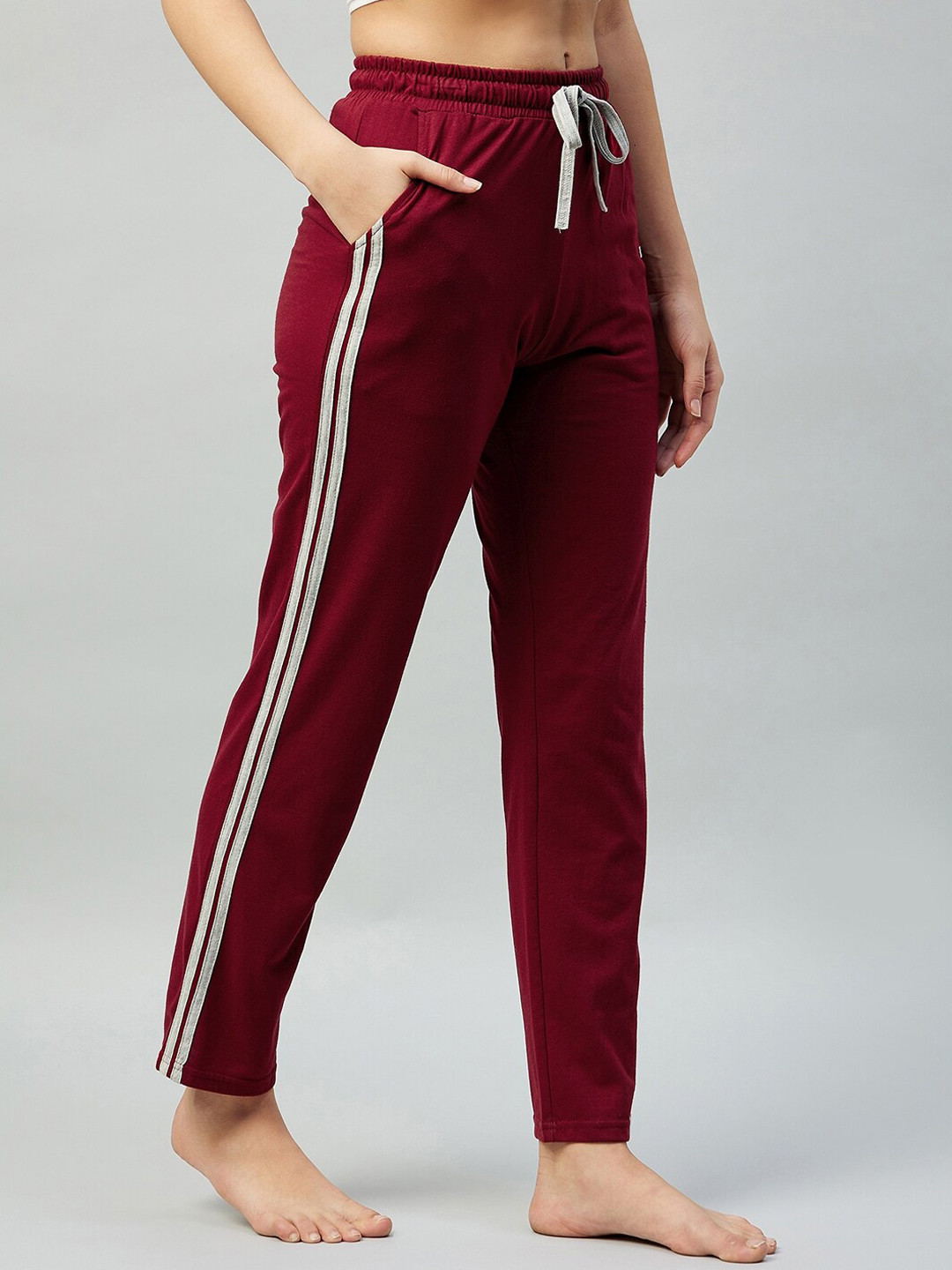 Blinkin Women Maroon Cotton Track Pants