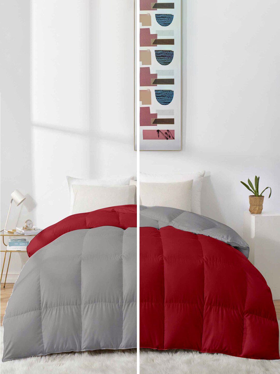 RAZZAI Burgundy & Silver-Toned Microfiber Mild Winter 500 GSM Single Bed Comforter