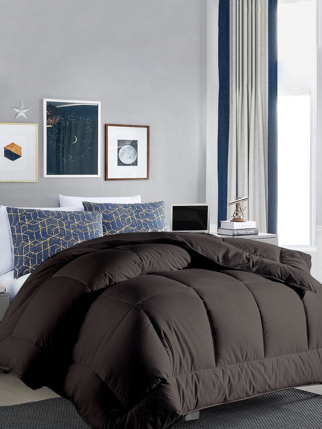 RAZZAI Grey & Brown Microfiber Mild Winter 300 GSM Single Bed Comforter