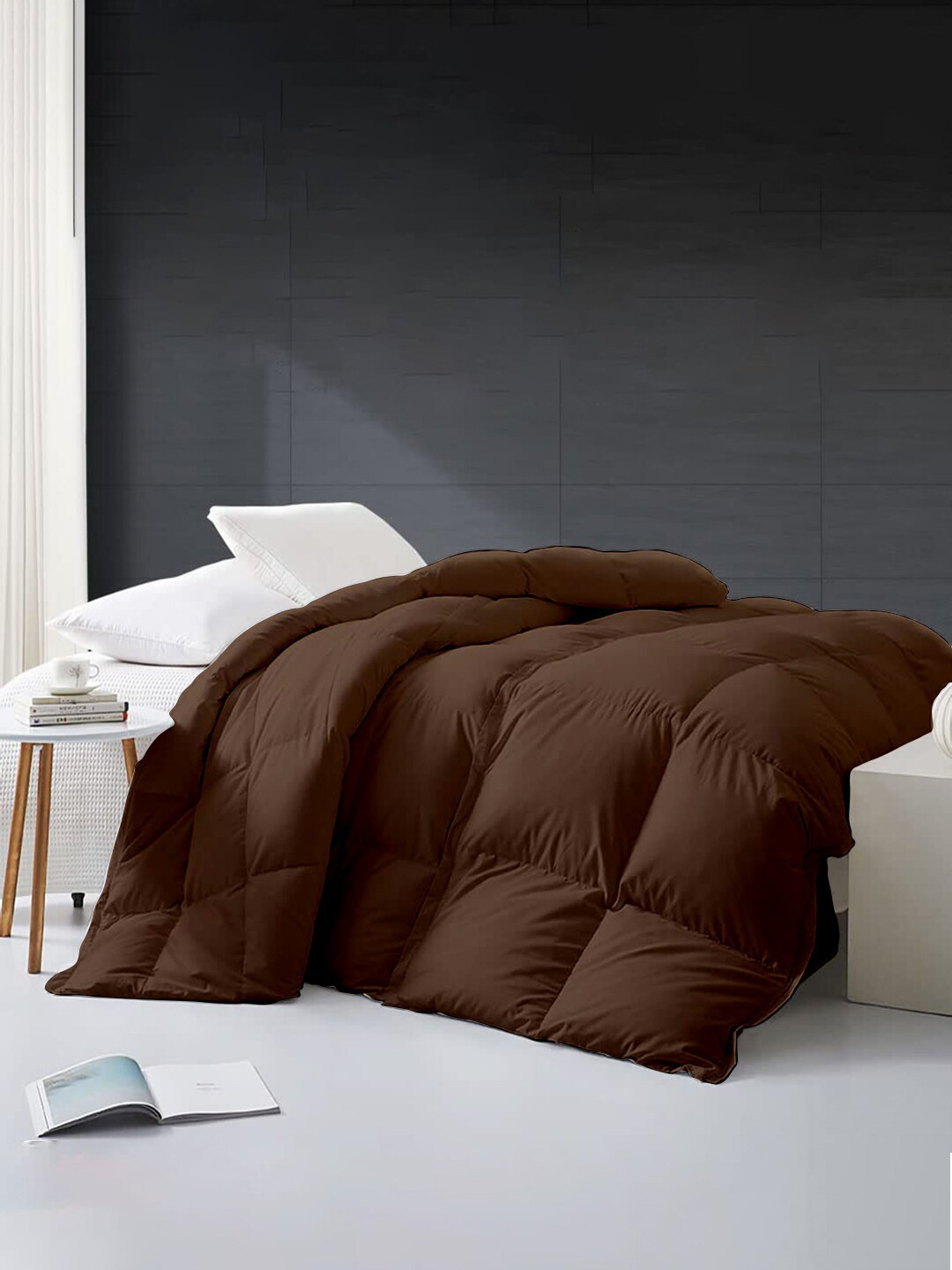 RAZZAI Coffee Brown & Grey Microfiber Mild Winter 500 GSM Single Bed Comforter