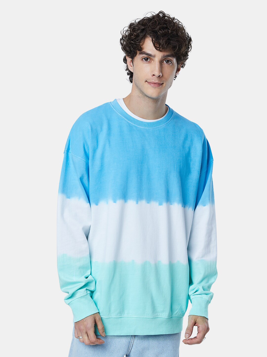 The Souled Store Men Multicoloured TSS Originals Ombre Colourblocked Oversized Sweatshirt