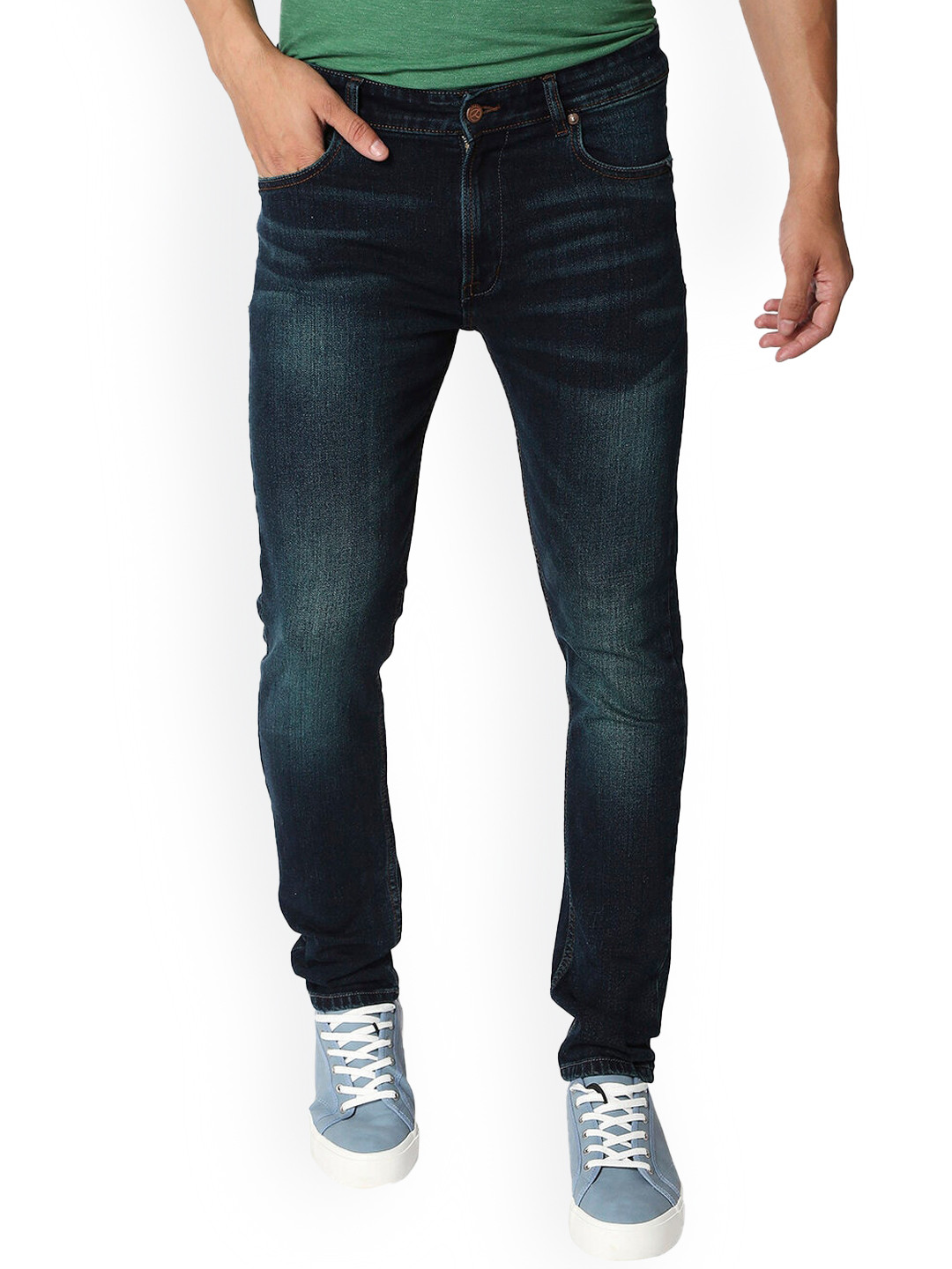 Pepe Jeans Men Green Tapered Fit Low-Rise Clean Look Light Fade Stretchable Jeans