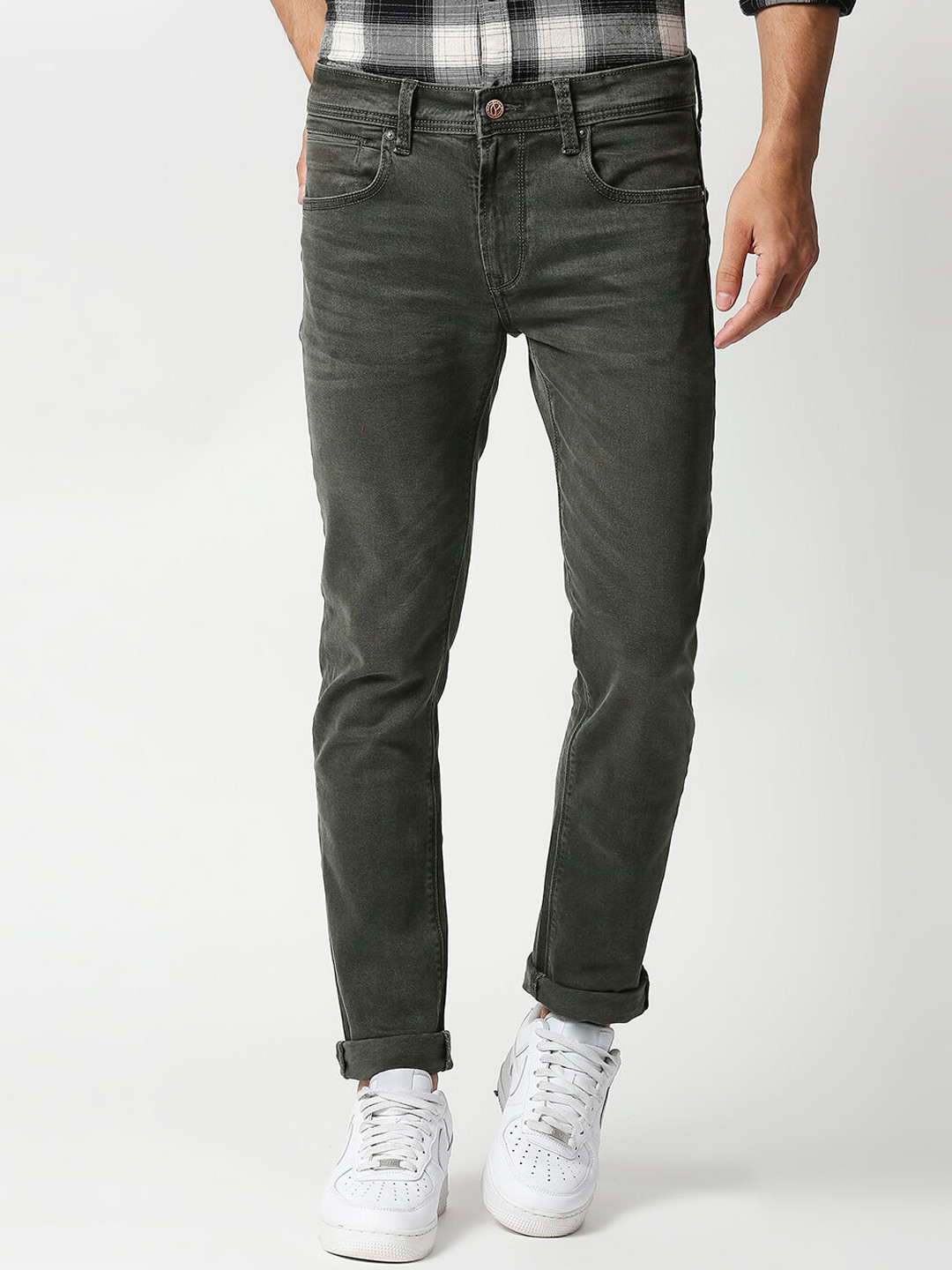 Pepe Jeans Men Green Tapered Fit Low-Rise Light Fade Stretchable Jeans