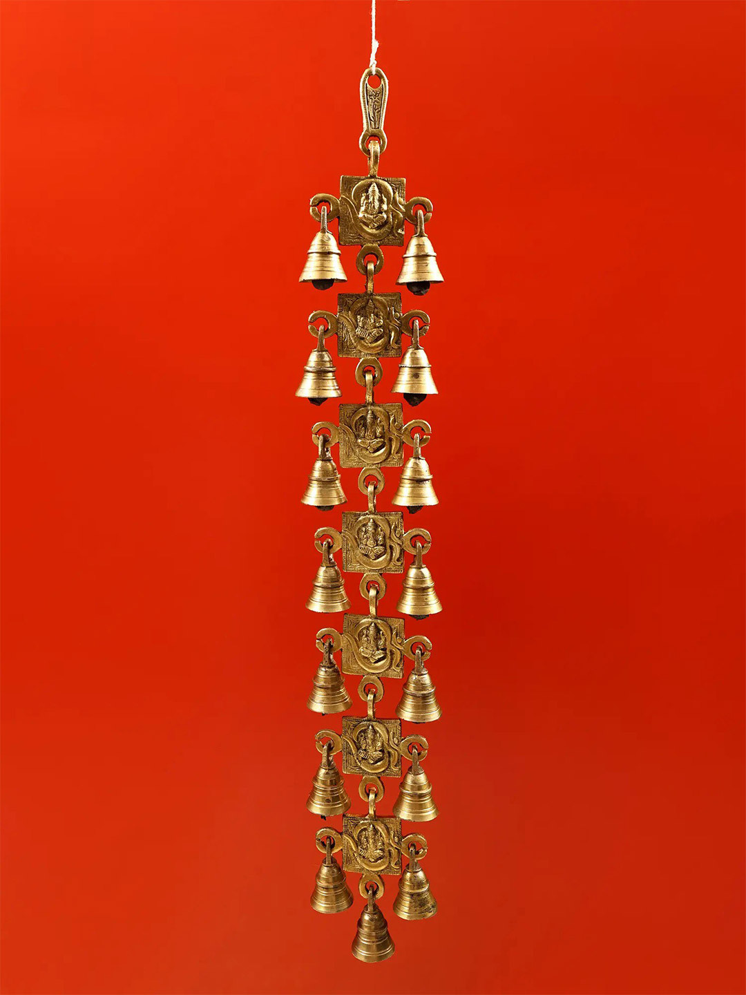 Exotic India Ganesha in OM Wall Hanging Brass Antique Spiritual Wall Decor-24In