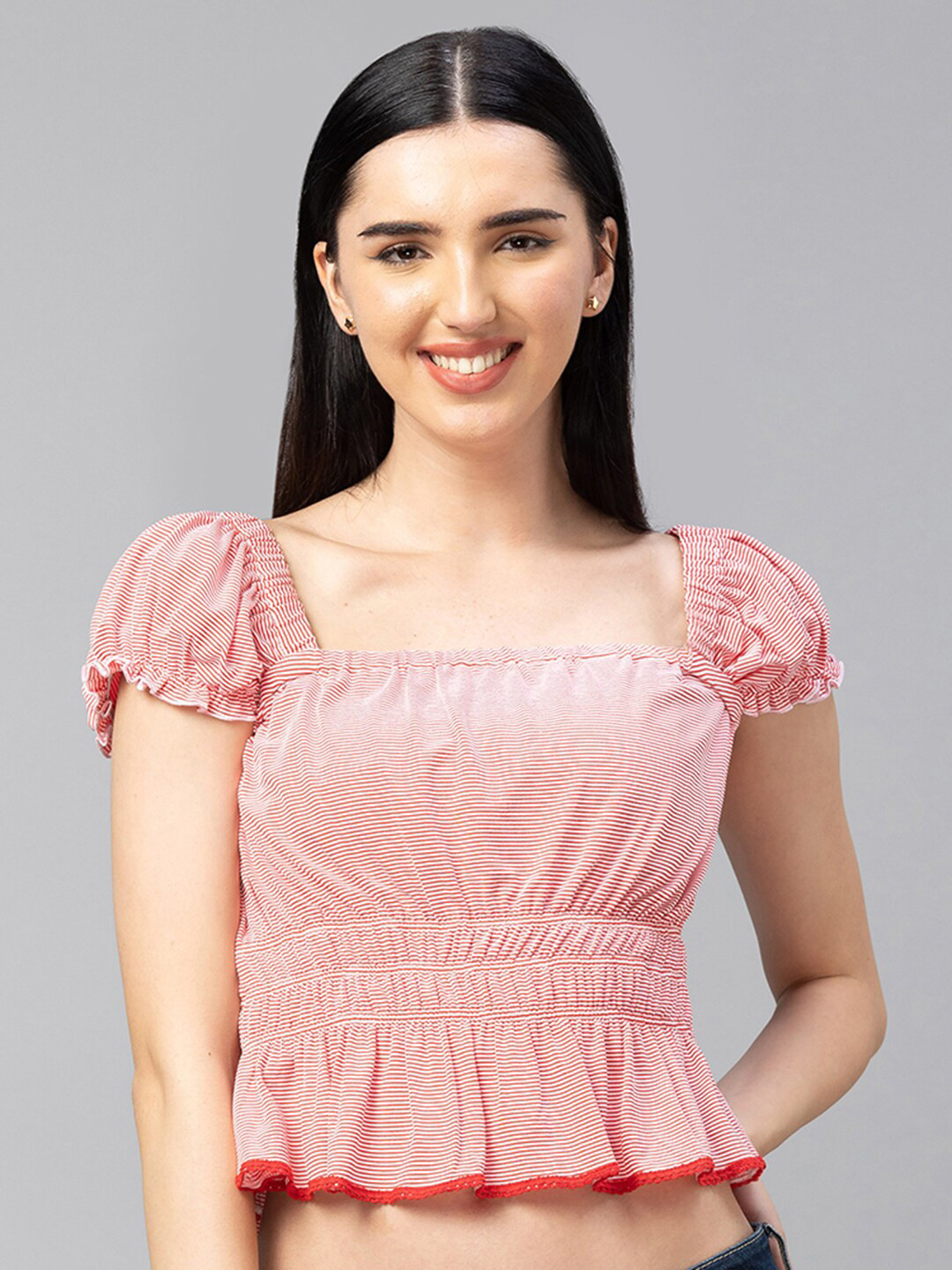 Globus Pink Cinched Waist Crop Top