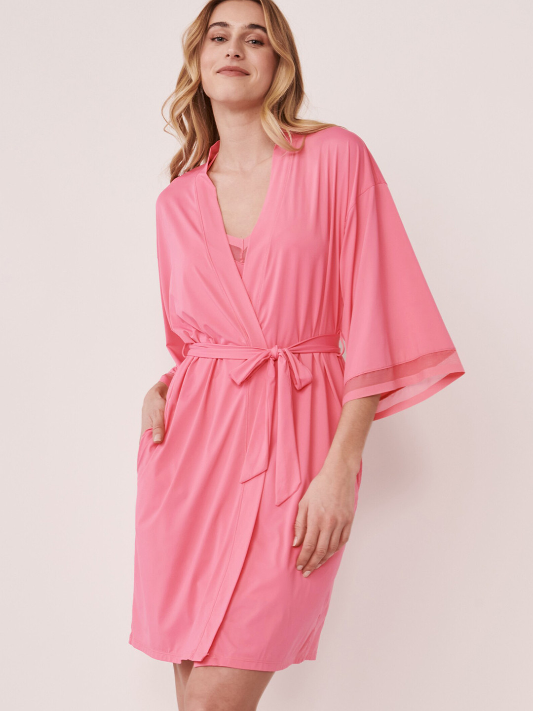La Vie en Rose Women Pink Solid Kimono Robe