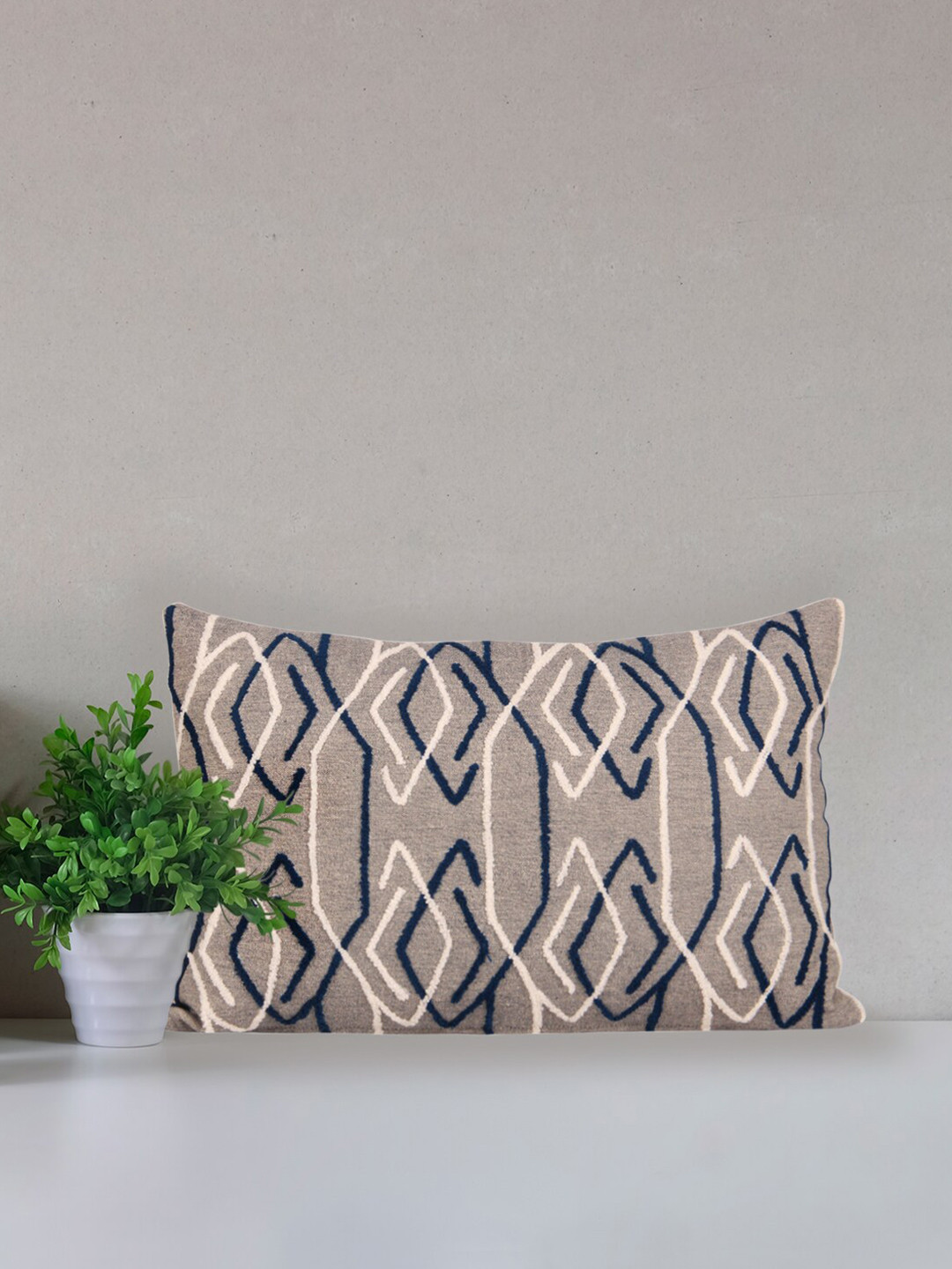 Home Blue Embroidered Rectangle Cushion Covers