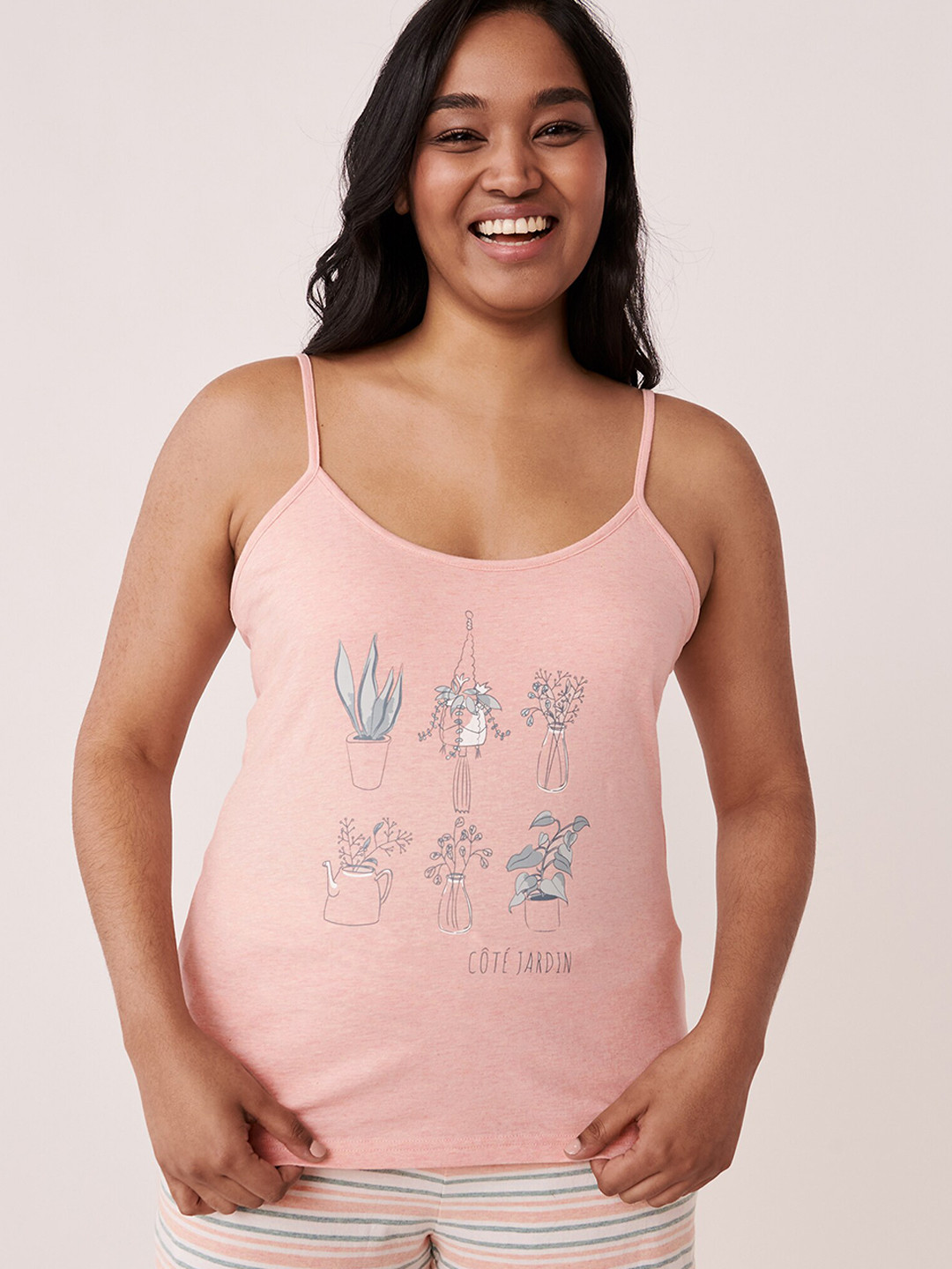 La Vie en Rose Women Pink Printed Organic Cotton Camisole