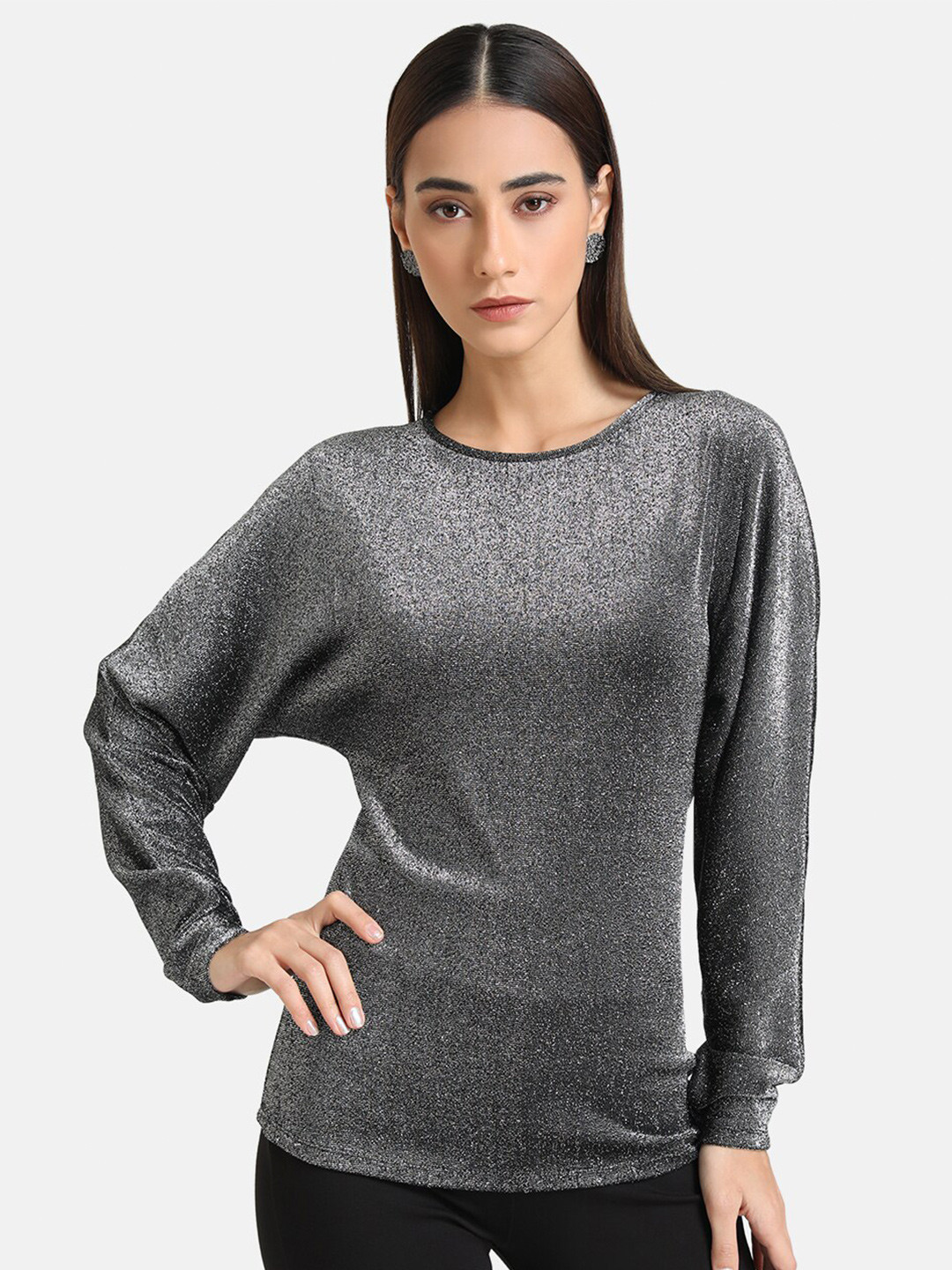 Kazo Lurex Knit Embellished Top
