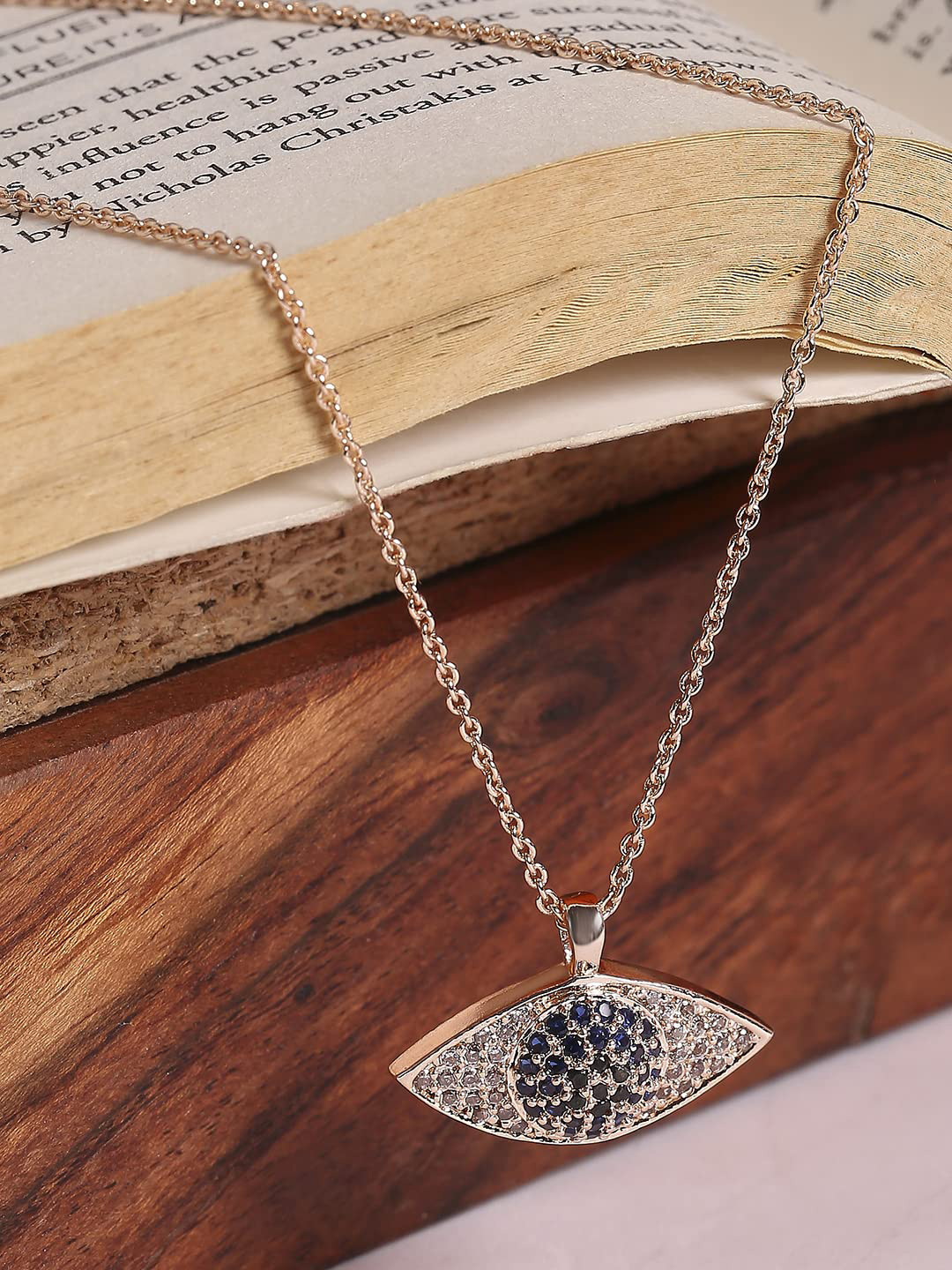 HOT AND BOLD Women Rose Gold & Blue Brass Rose Gold-Plated Oxidised Chain