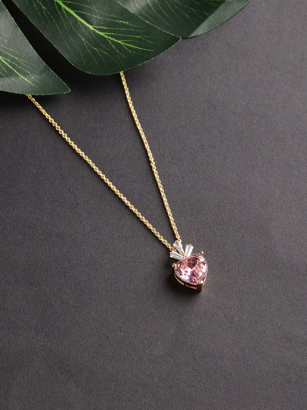 HOT AND BOLD Gold-Toned & Pink Brass Gold-Plated Oxidised Chain