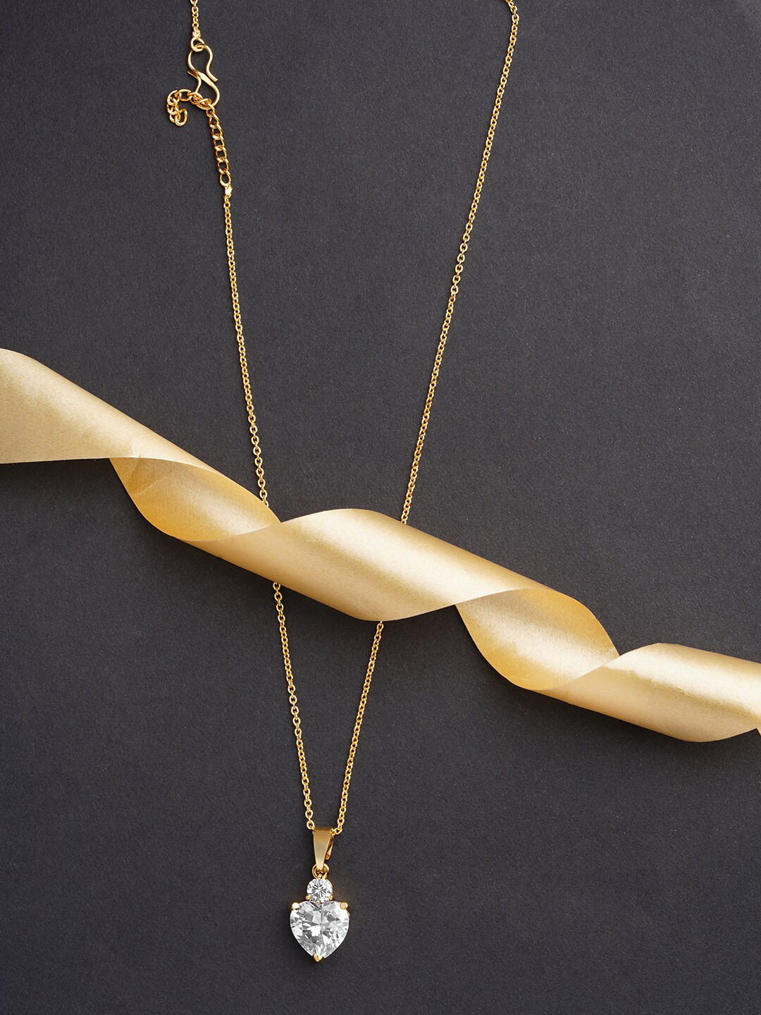 HOT AND BOLD Gold-Toned & White Brass Gold-Plated Oxidised Chain