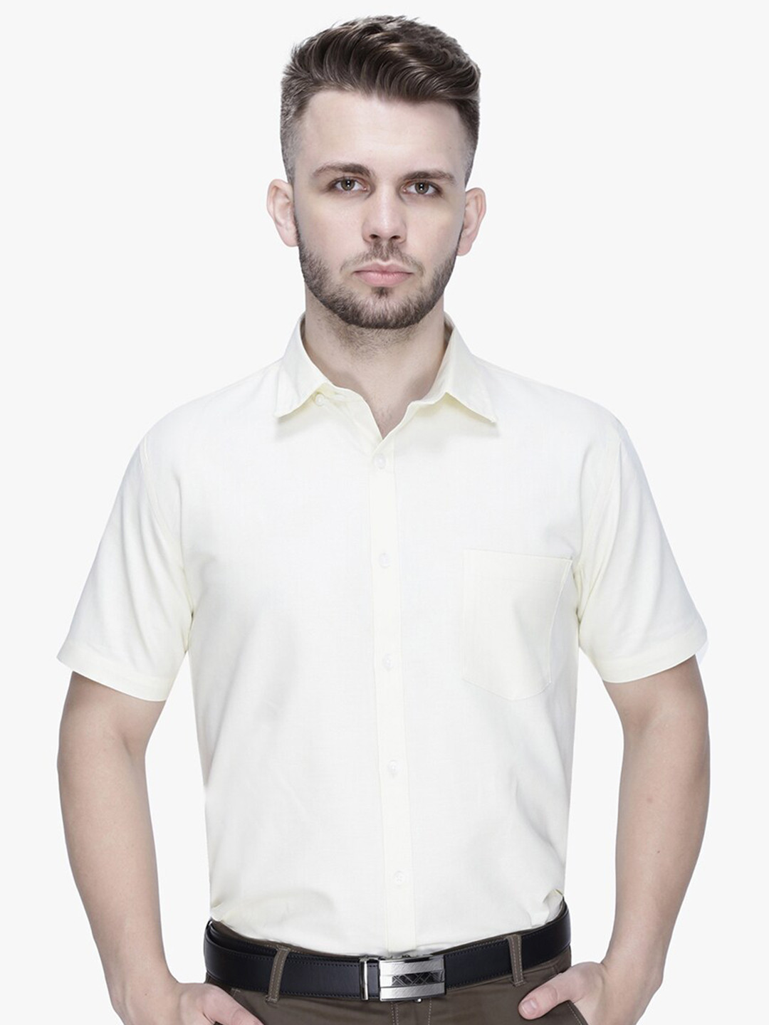 Southbay Men Cream Smart Tailored Fit Formal Shirt