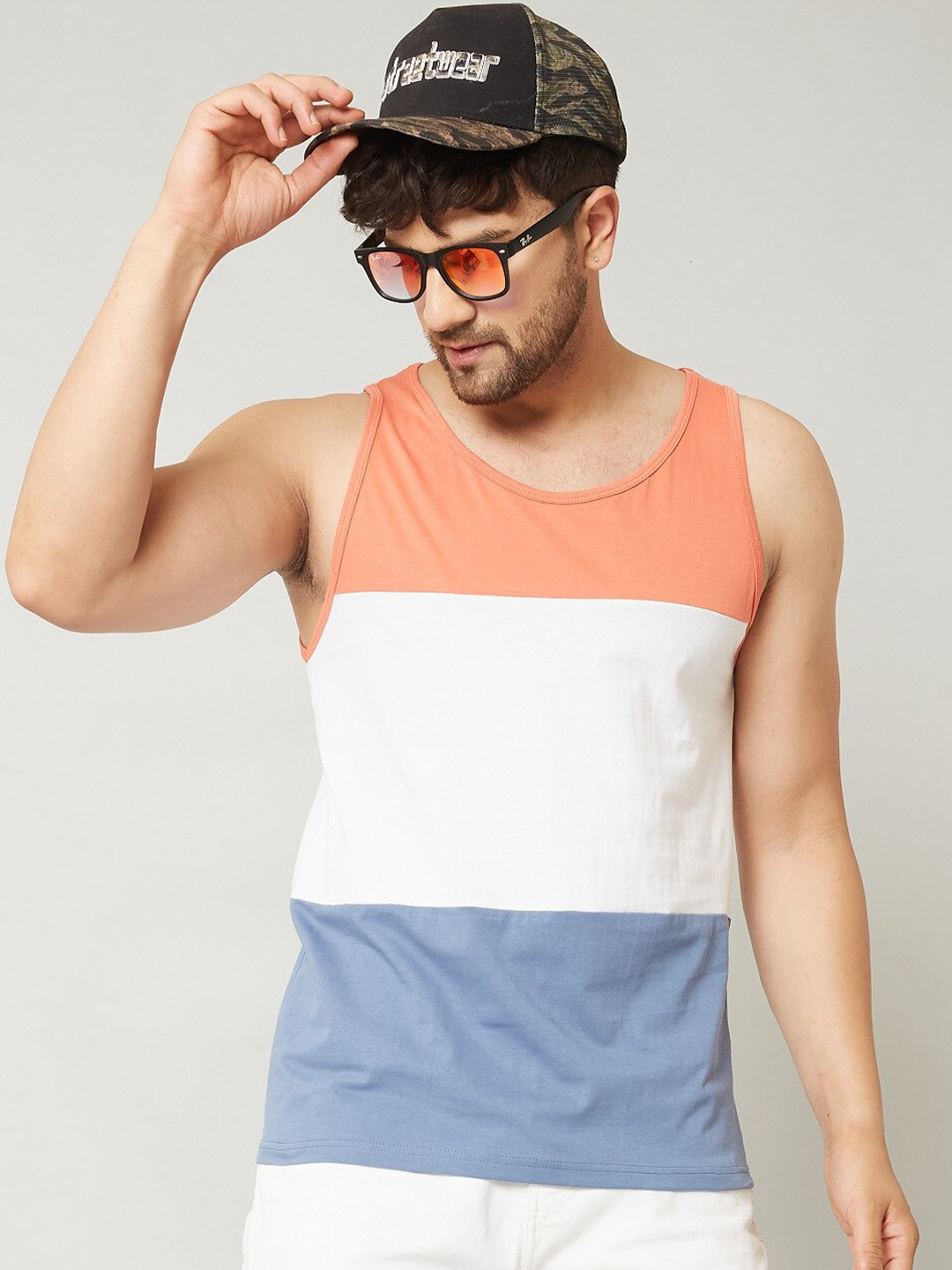 Rodzen Men Orange & Blue T-shirt