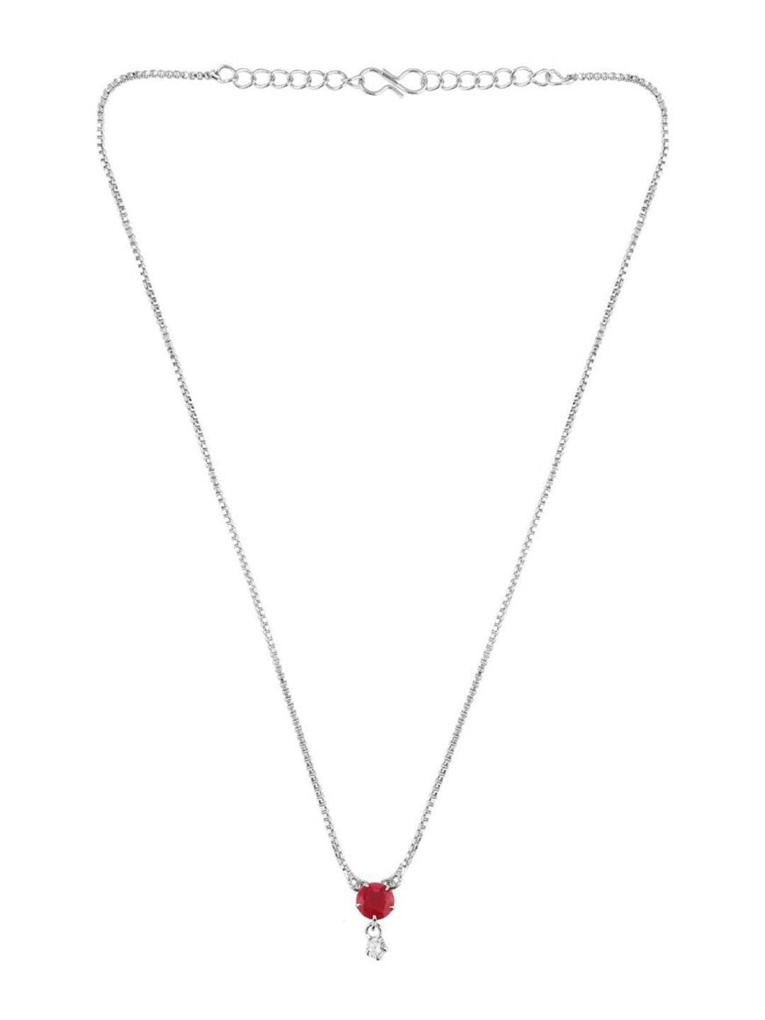 Efulgenz Silver-Toned & Red Rhodium-Plated Antique Chain
