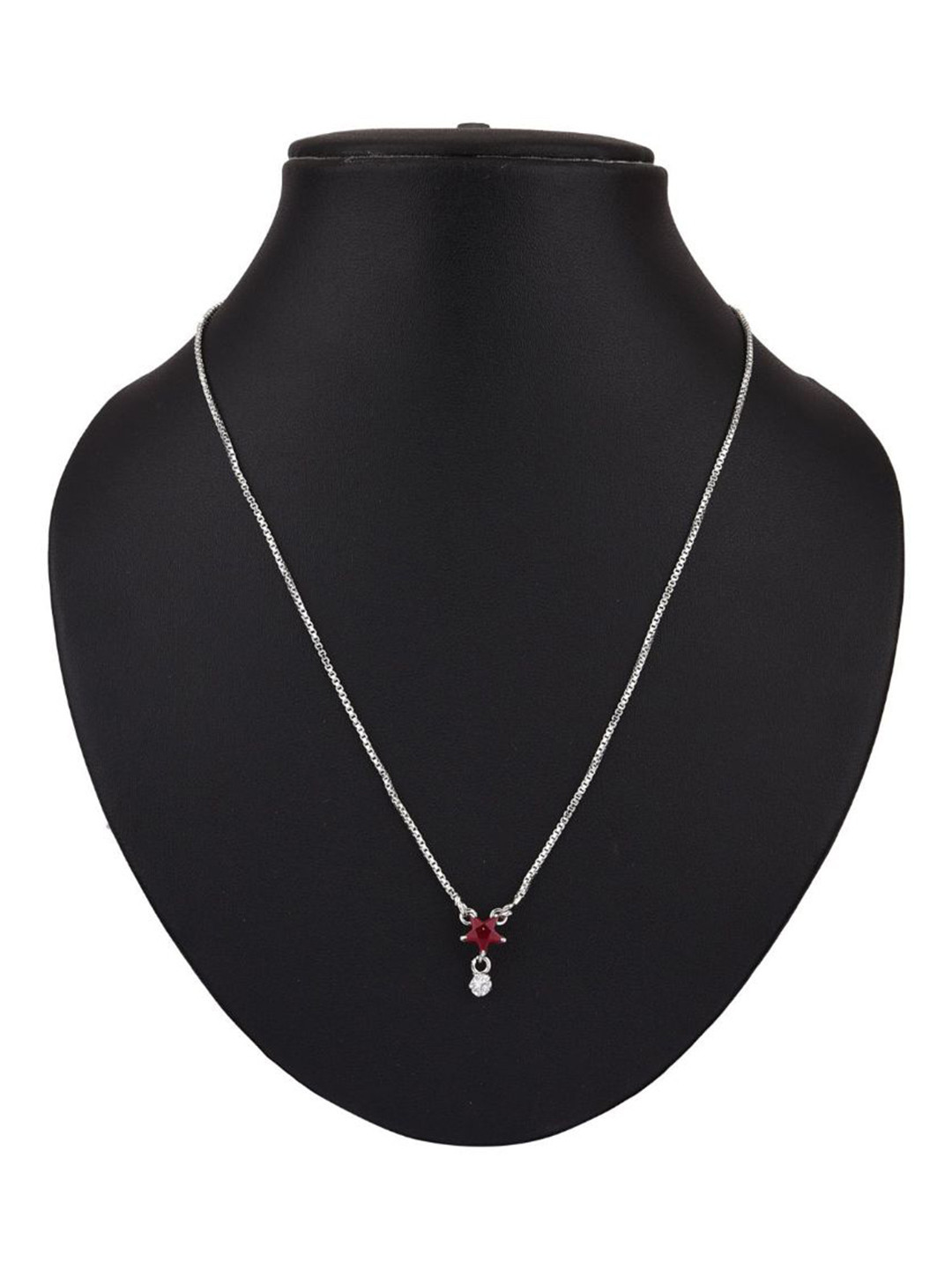Efulgenz Silver-Toned & Pink Rhodium-Plated Chain