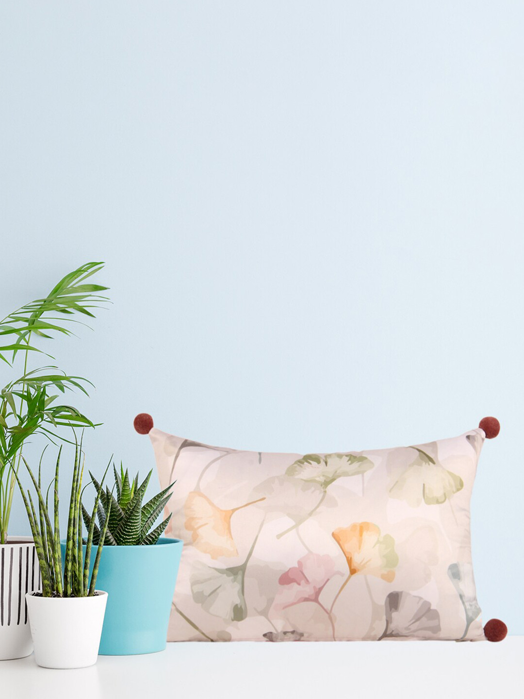 Home Floral The best White Satin Washable Rectangle Cushion Cover -12x18In