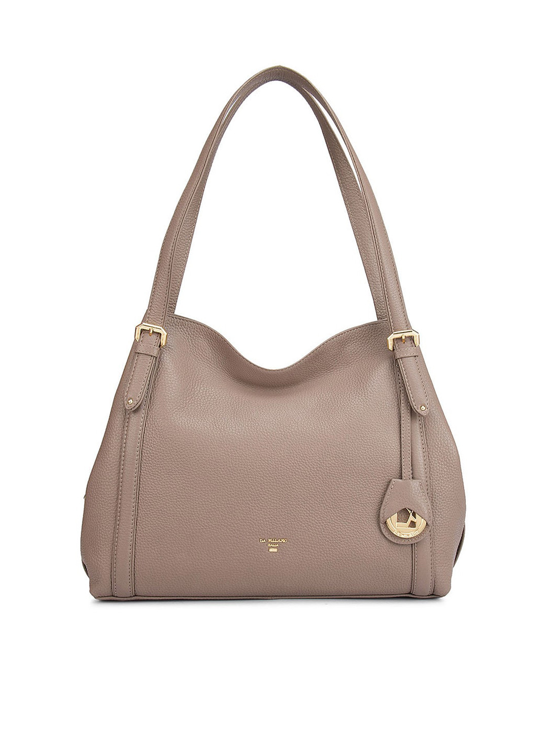 Da Milano Brown Leather Structured Shoulder Bag