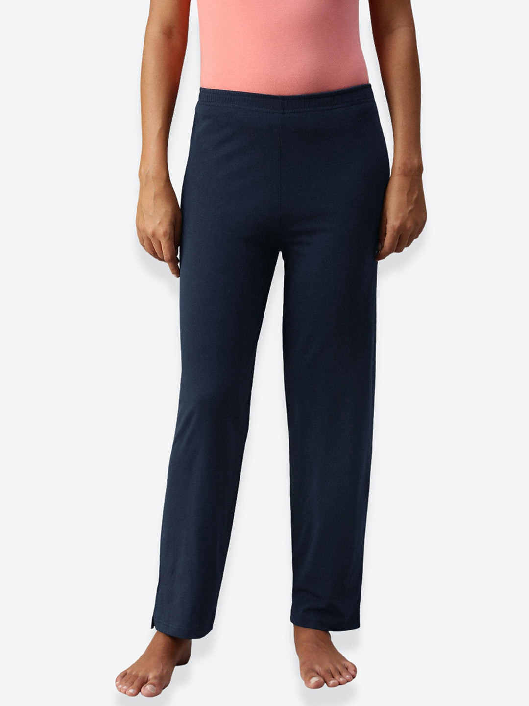 NOT YET by us Women Navy Blue Solid Lounge Pants