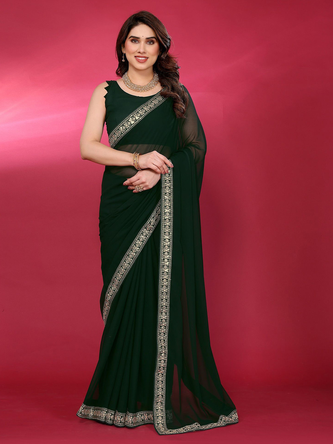 ROOP SUNDARI SAREES Embroidered Pure Georgette Designer Saree