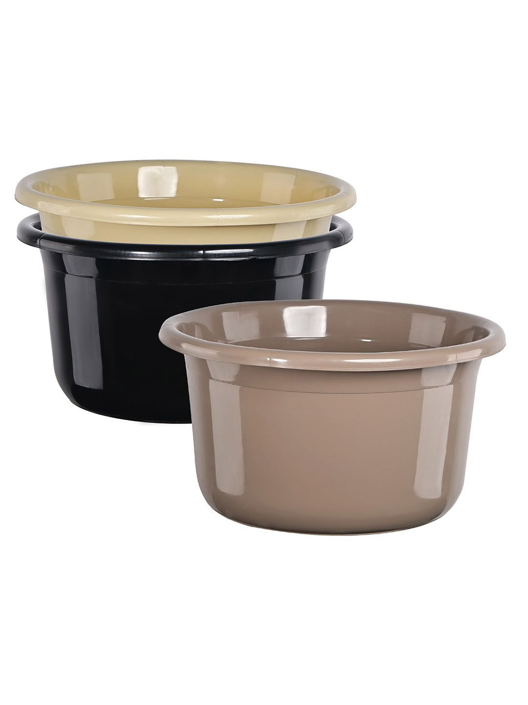 Kuber Industries Brown & Black 3 Pieces Light Weight Bath Tubs