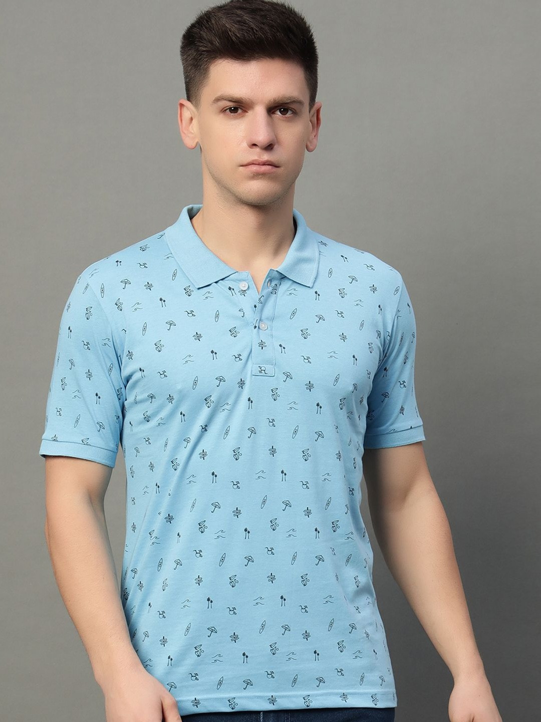 SZN Men Graphic Polo Collar Short Sleeves T-shirt