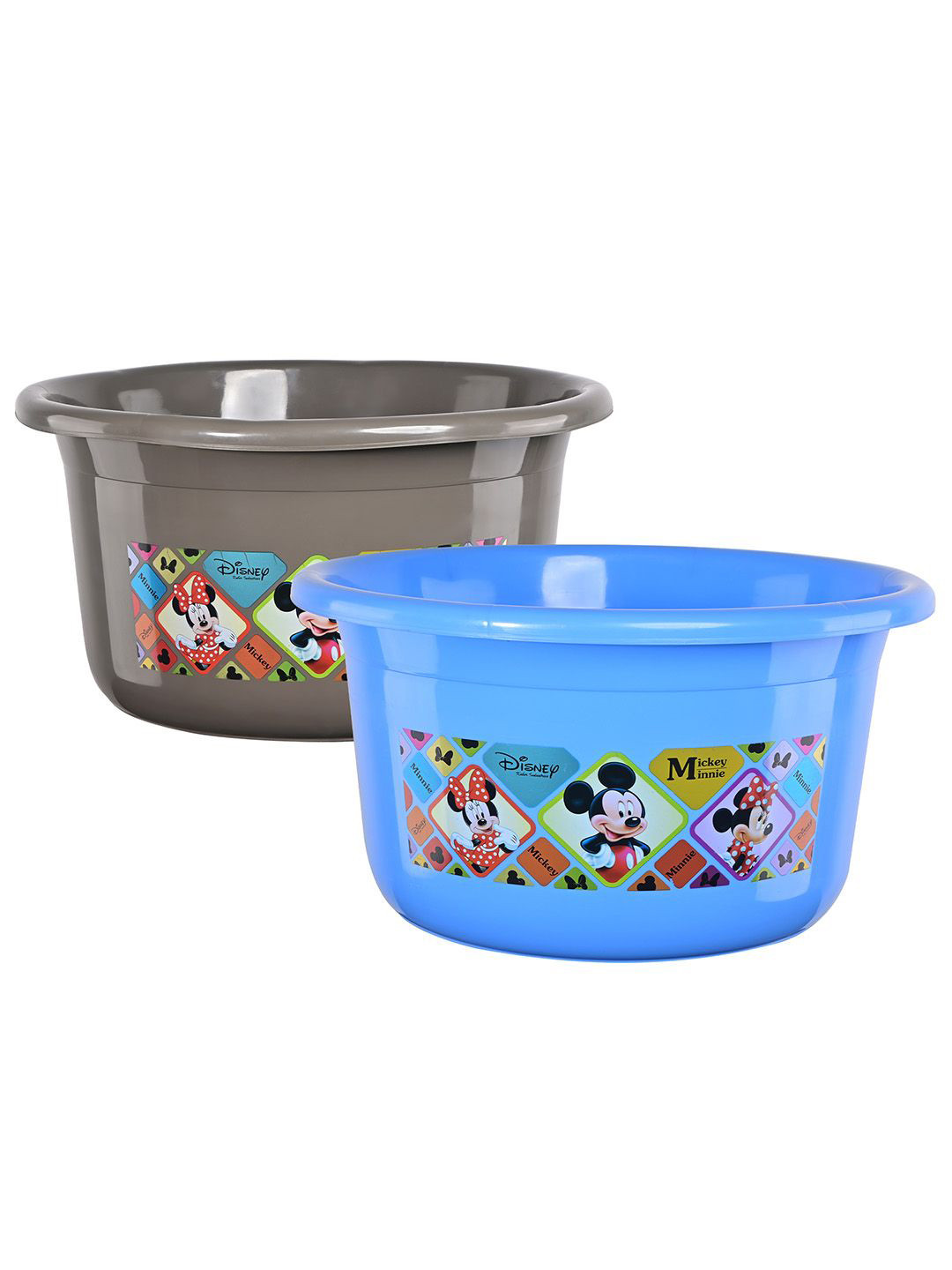 Kuber Industries Blue & Brown 2 Pieces Disney Check Printed Light Weight Bath Tubs