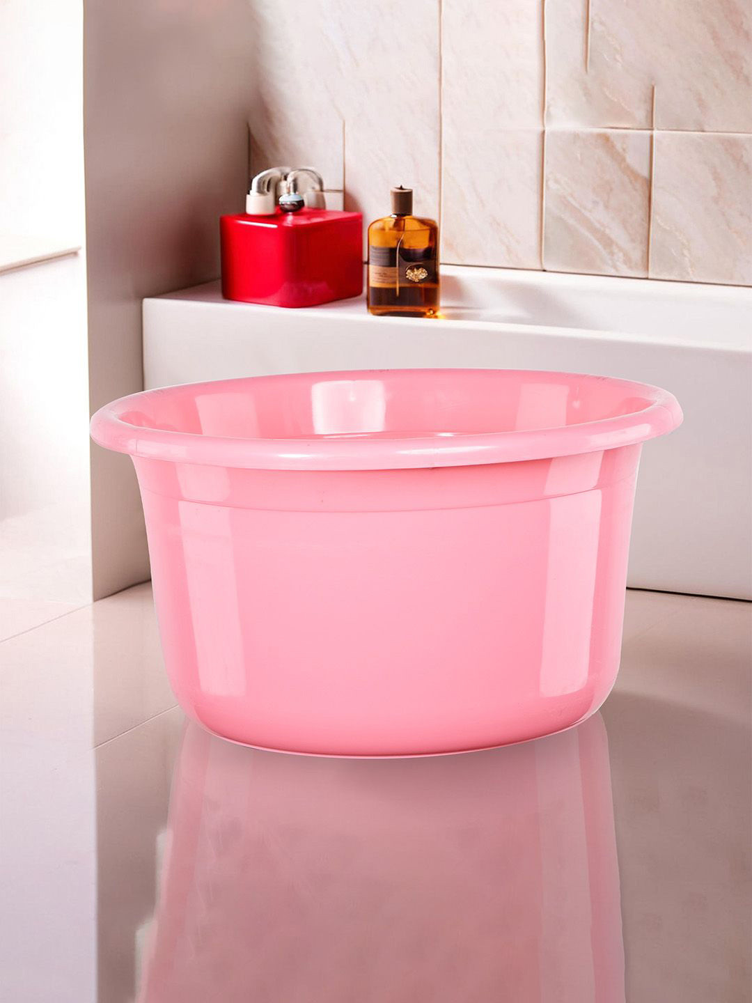 Kuber Industries Pink Bath Tub 25L