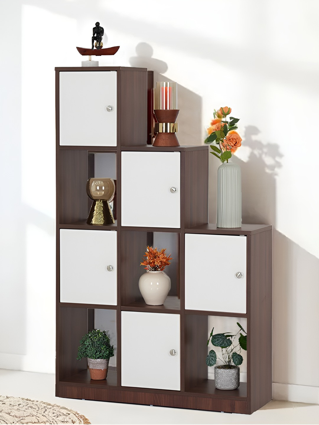 Royaloak Brown & White Wooden Combination Daisy Book Shelf
