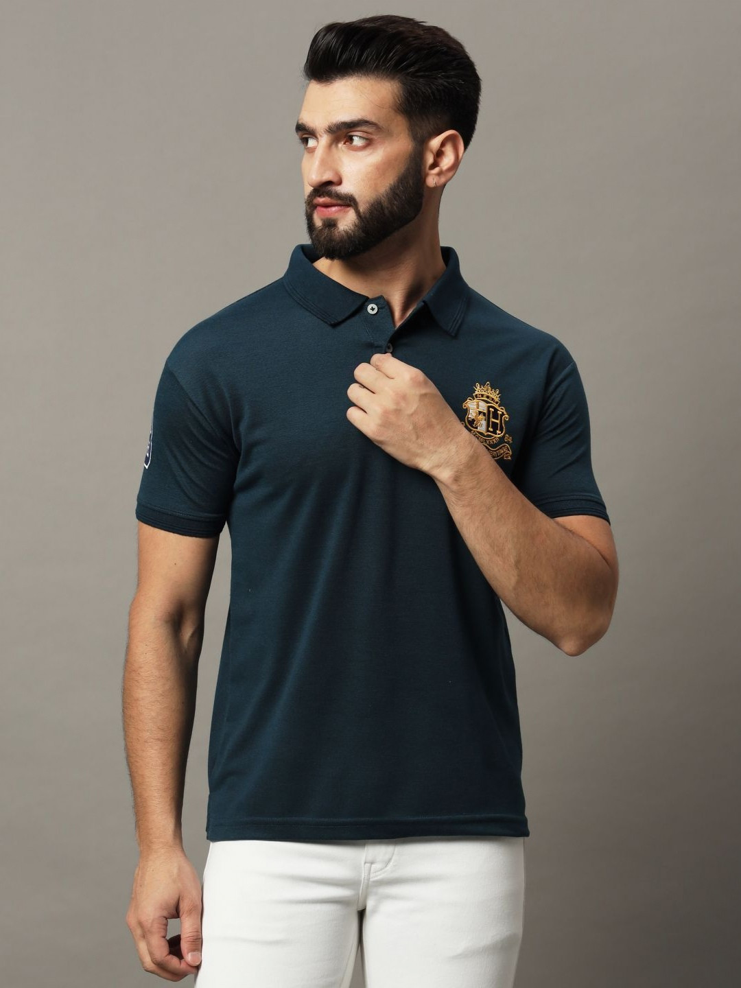 SZN Men Brand Logo Polo Collar T-shirt