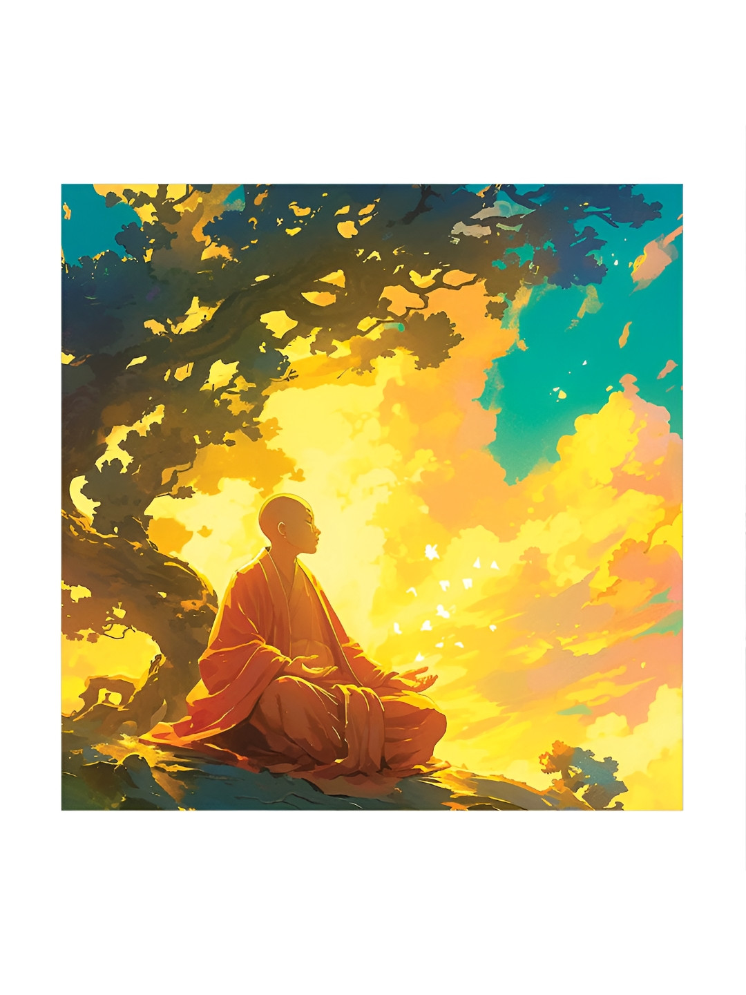 RANDOM Meditation Canvas Wall Square Paintings Wall Art -24 x 24In