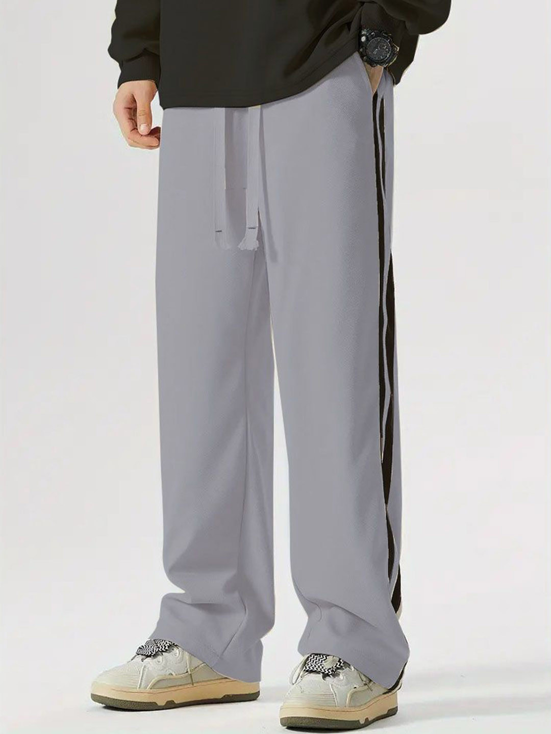 THIRD QUADRANT Men Side Stripes Straight Fit Track Pants