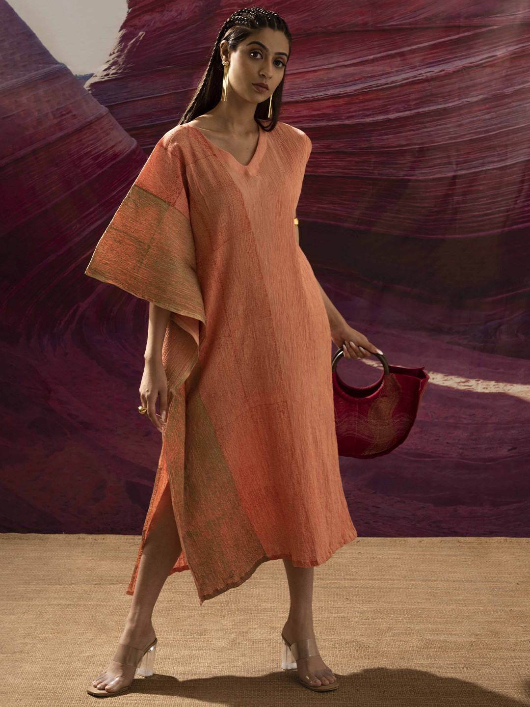 Banana Labs Women V-neck Midi Kaftan Dress