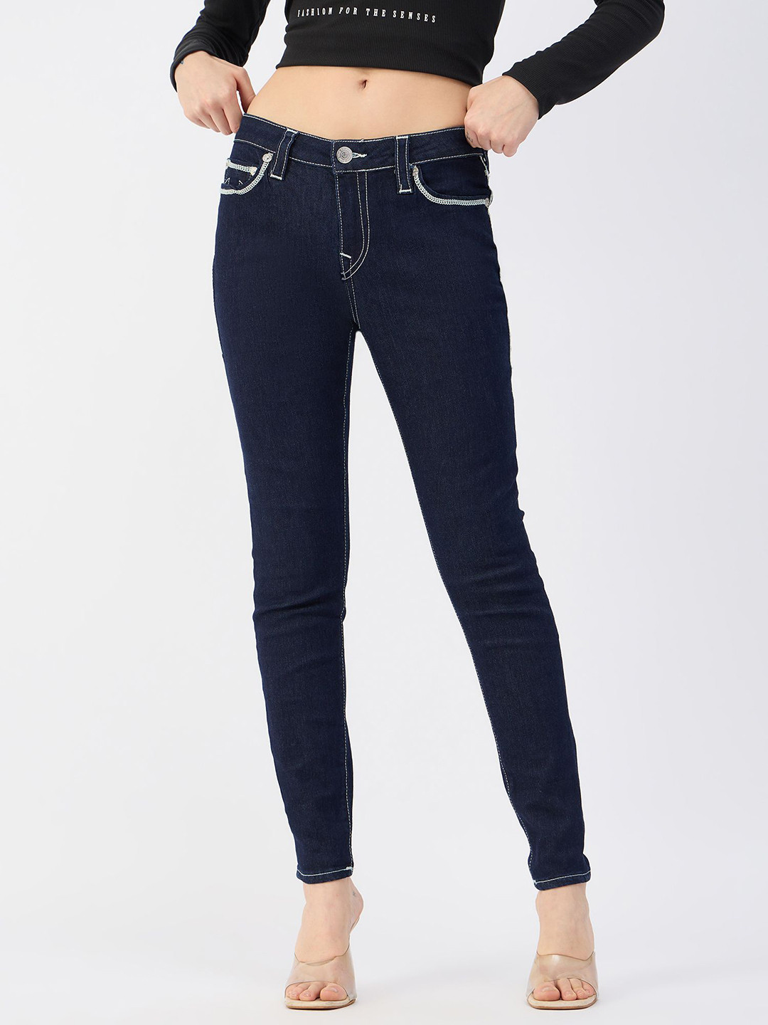 True Religion Women Skinny Fit No Fade Clean Look Stretchable Jeans