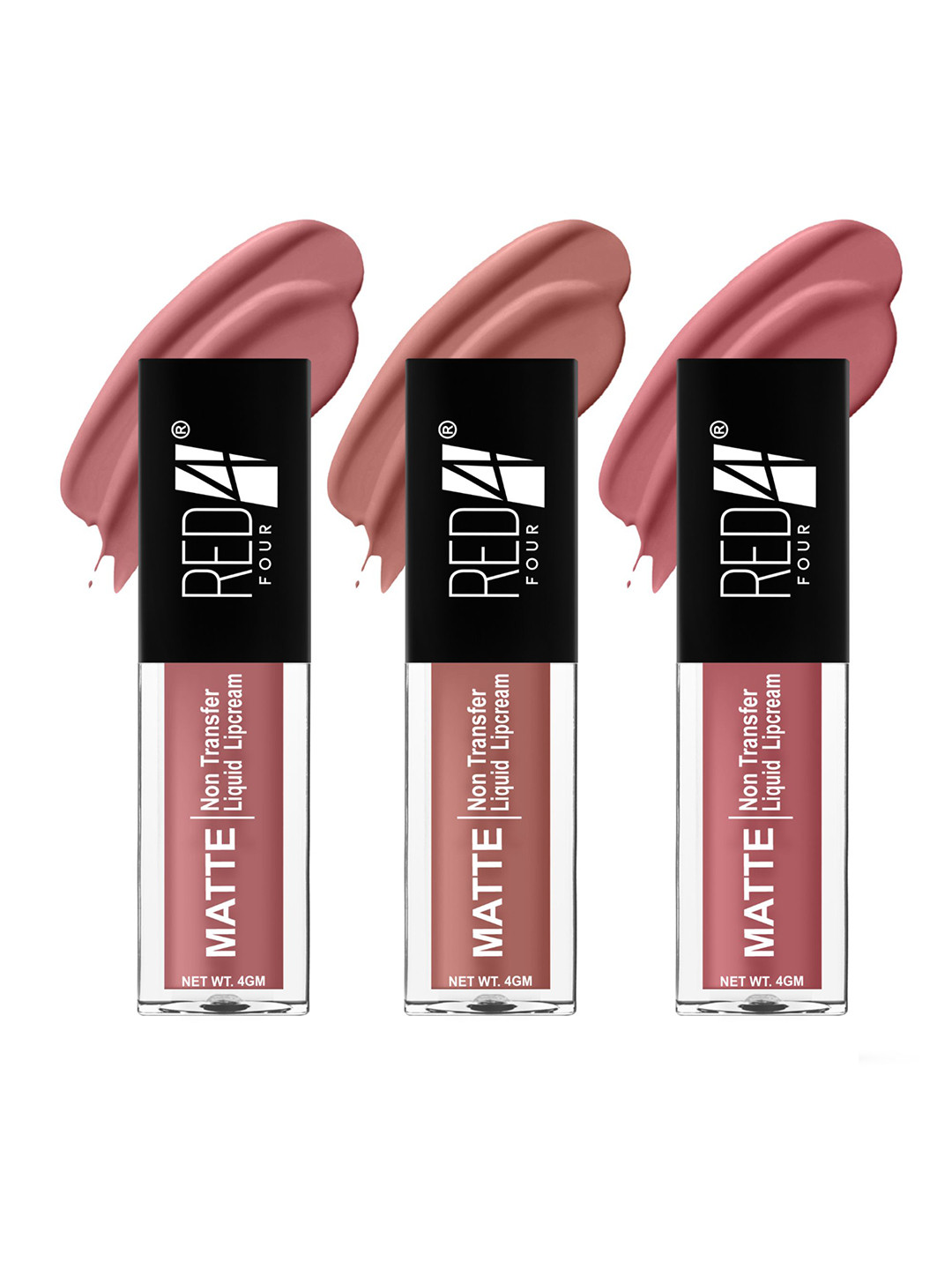 RED 4 Miss Perfect Set Of 3 Non Transfer Lip Cream Lipstick - 4 g Each - Shade 207-208-209