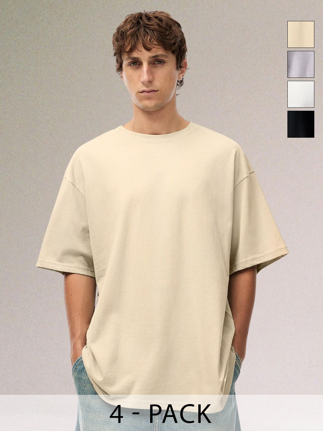 PRONK Men Oversized Solid T-shirt Pack