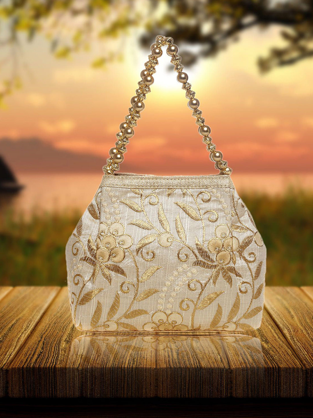 Wenz Embroidered Fabric Potli Clutch