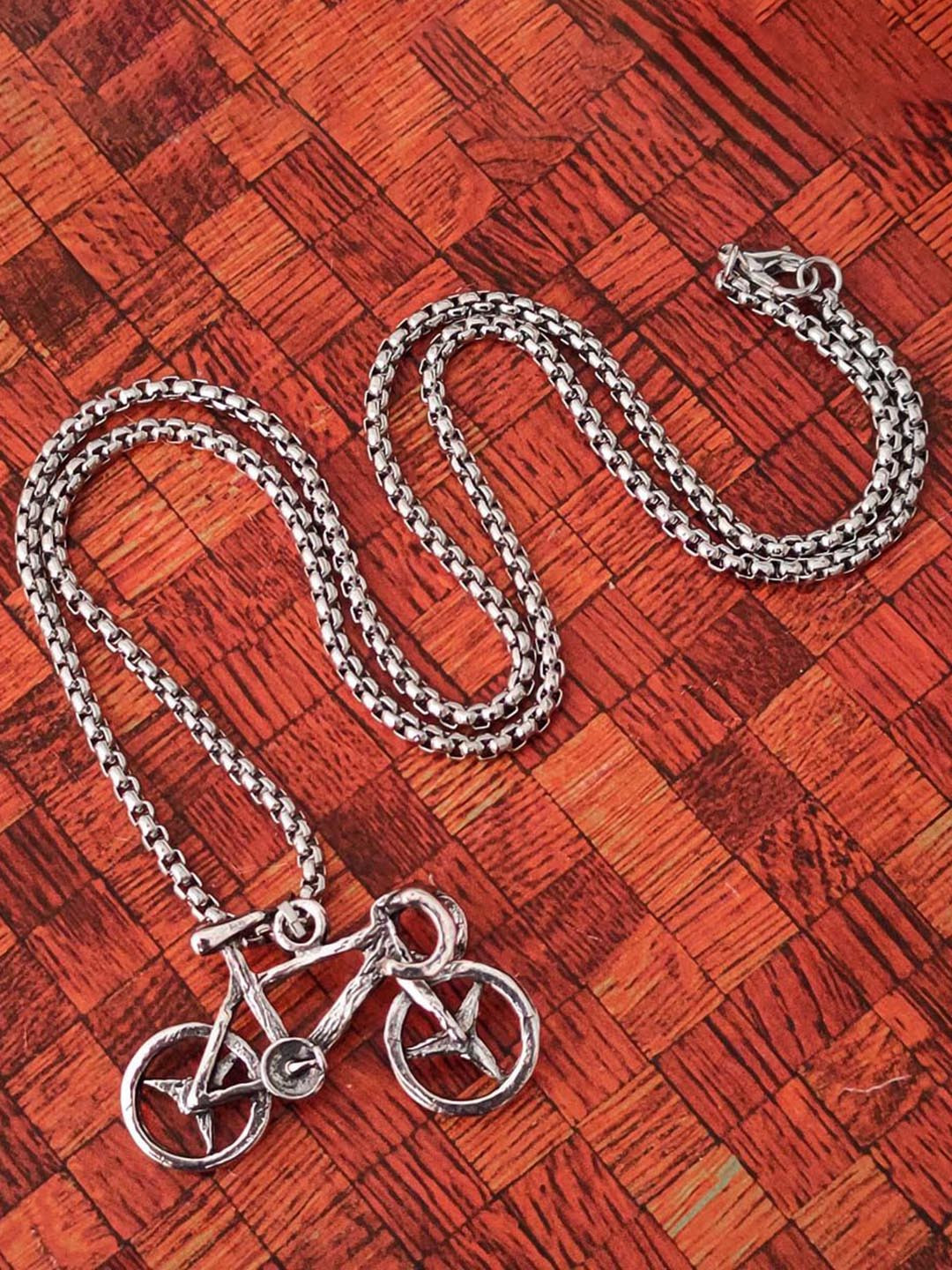 M Men Style Silver-Plated Biker Bicycle Charm Bike Contemporary Pendant