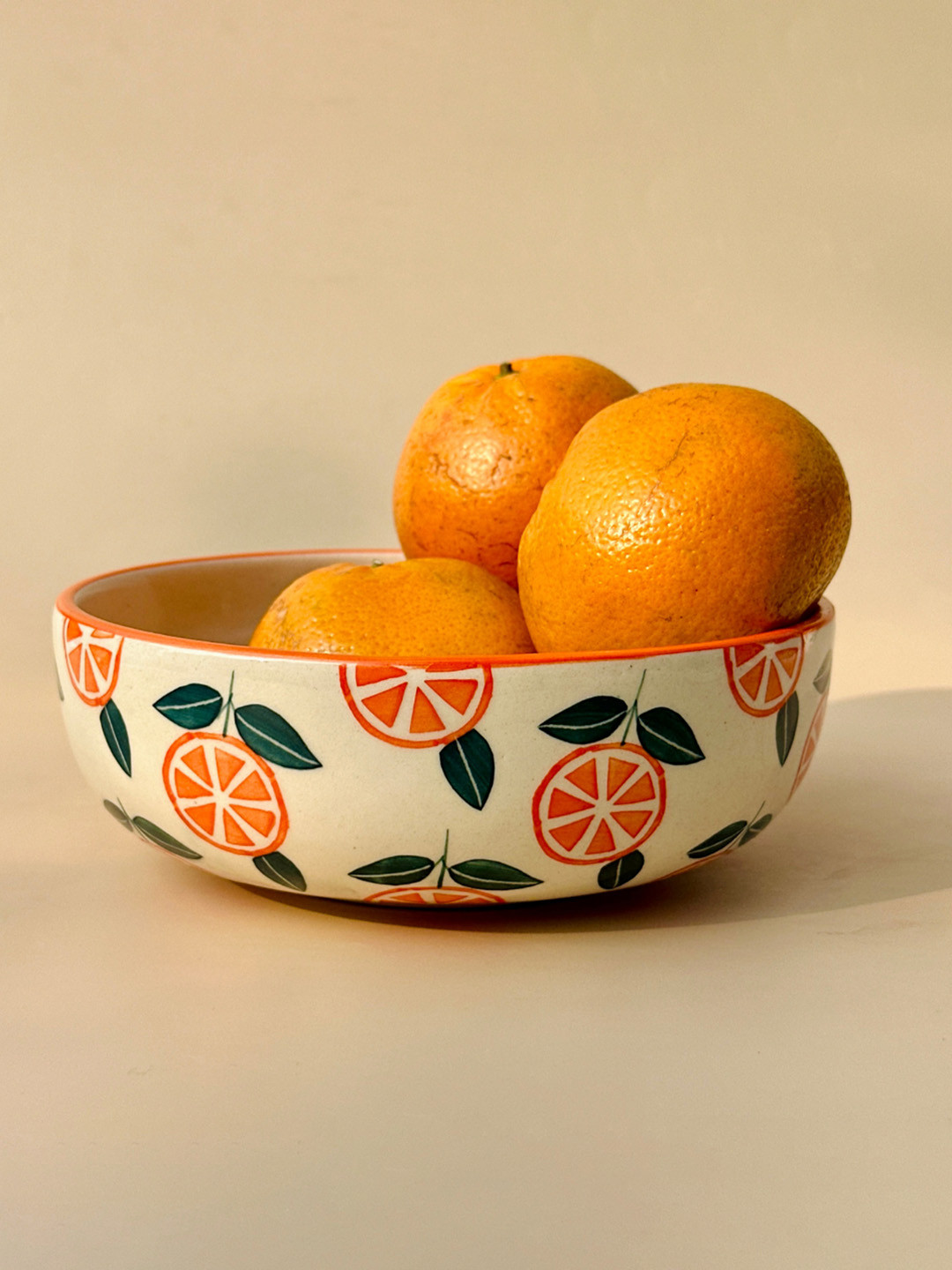 NURTURE INDIA Narangi Orange-Colored Ceramic Large Bowl