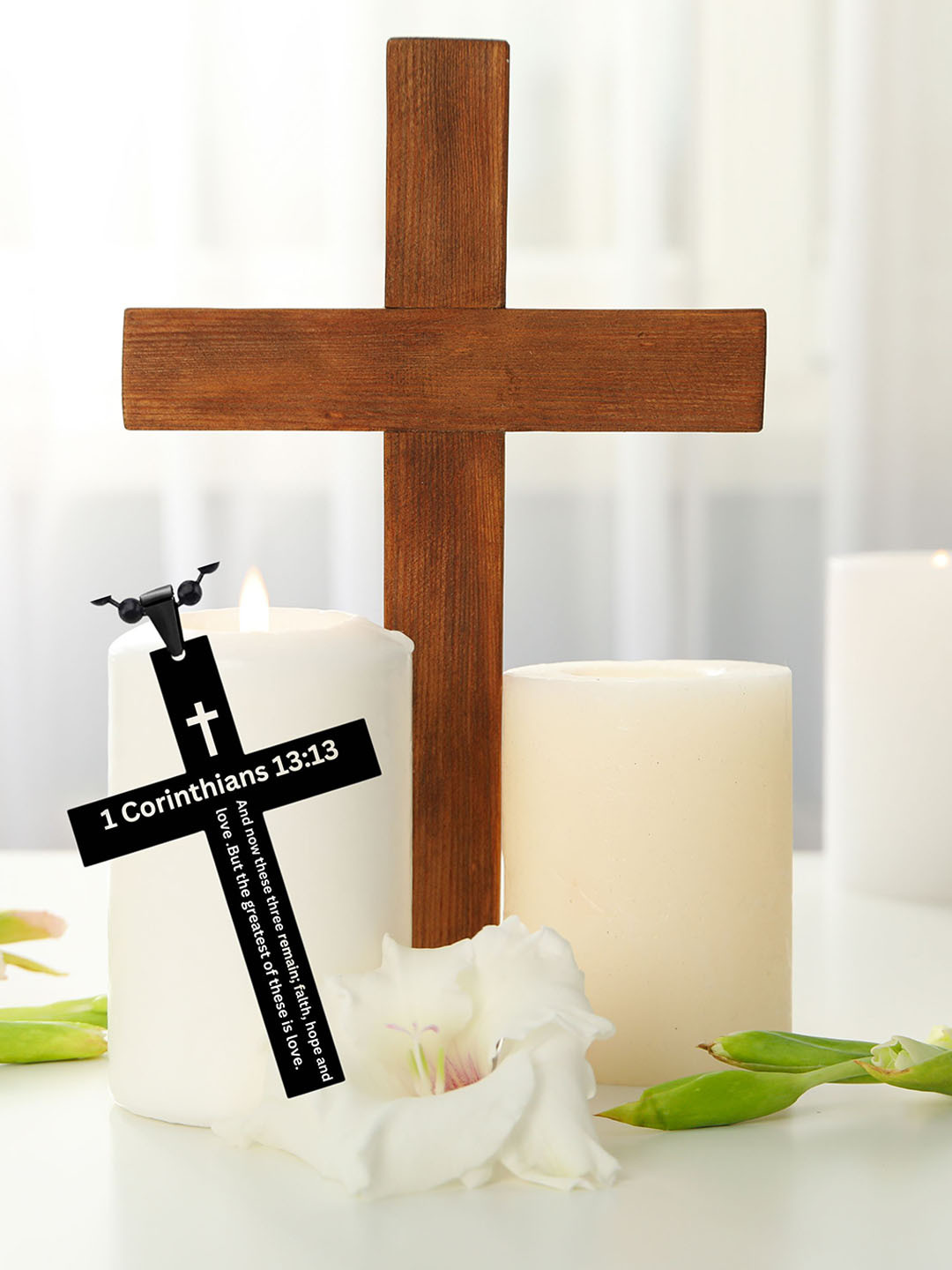 M Men Style Men Stainless Steel Bible Verse Cross Pendants With Chain