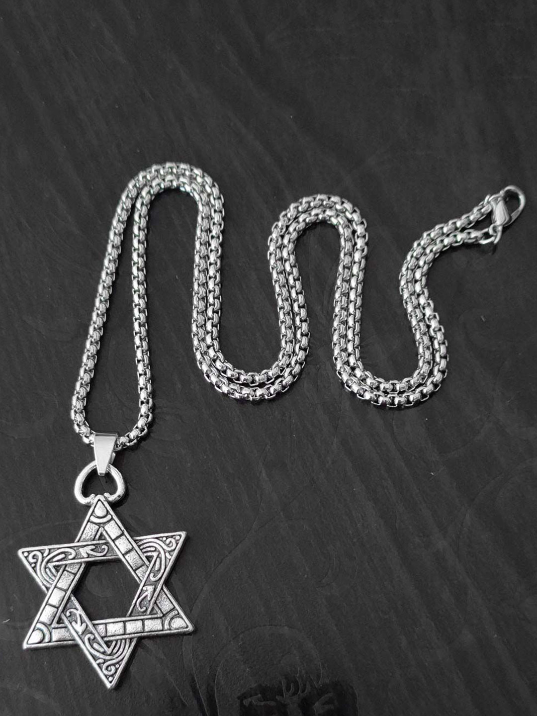 M Men Style Silver-Plated Biker Gothic Luncy Star Shaped Pendants